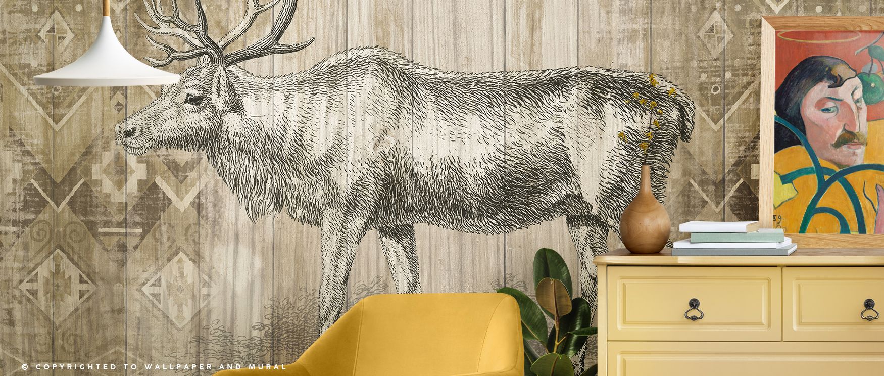 Luminous refinement defines the Natural History Lodge IX Wallpaper as lodge-style motifs enrich interiors, enhancing restful bedrooms or lively living rooms with atmosphere, decorative resonance, and cultural refinement that glow with balance. 