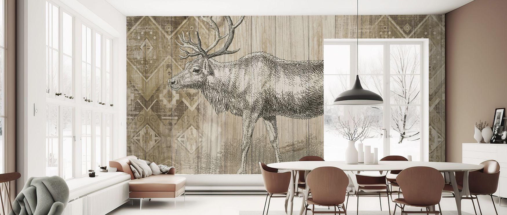 Timeless artistry flourishes in the Natural History Lodge IX Wallpaper as rustic tones highlight resonance, enriching restful bedrooms or stylish offices with atmosphere, cultural resonance, and decorative refinement that glow with sophistication. 