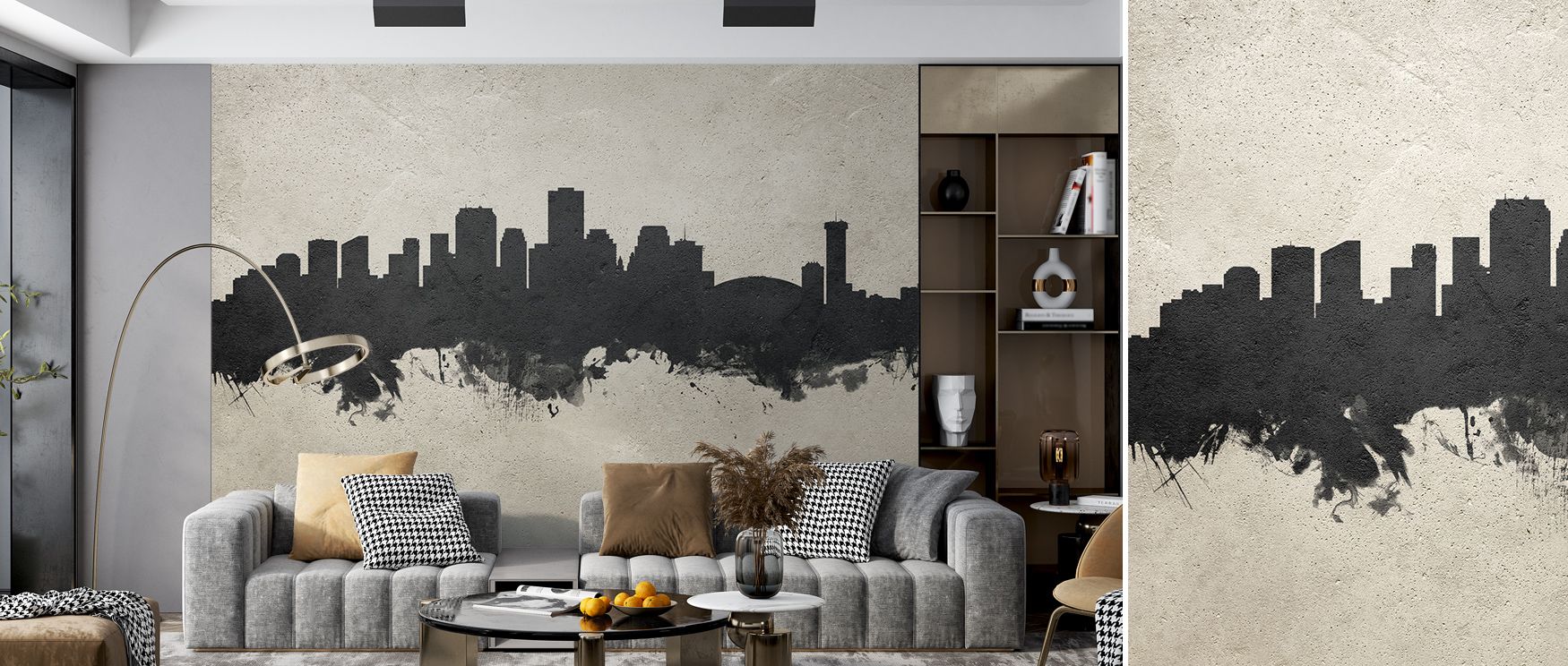 Distinct brilliance radiates from the New Orleans Louisiana Skyline Concrete Wallpaper as imagery enriches walls, filling restful bedrooms or inviting living rooms with atmosphere, decorative resonance, and cultural refinement that glow with sophisticatio