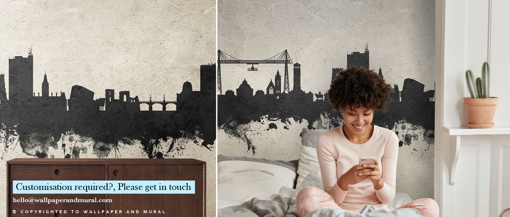 Decorative harmony flows through the Newport Wales Skyline Concrete Wallpaper as contours sustain rhythm, enriching restful bedrooms or inviting living rooms with atmosphere, cultural resonance, and decorative refinement that glow with balance. 