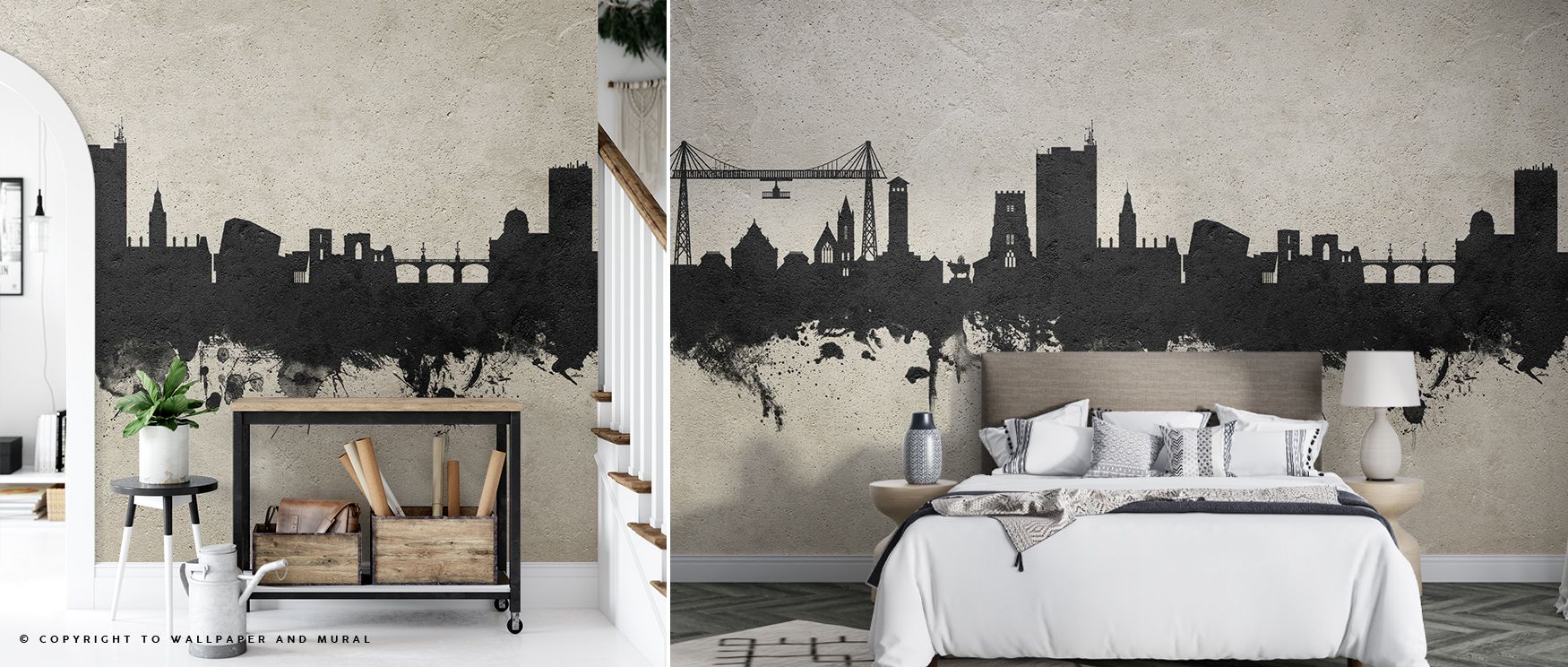 Distinct brilliance shines in the Newport Wales Skyline Concrete Wallpaper as textured detail enriches design, enhancing restful bedrooms or stylish offices with atmosphere, decorative resonance, and cultural resonance that glow with elegance. 