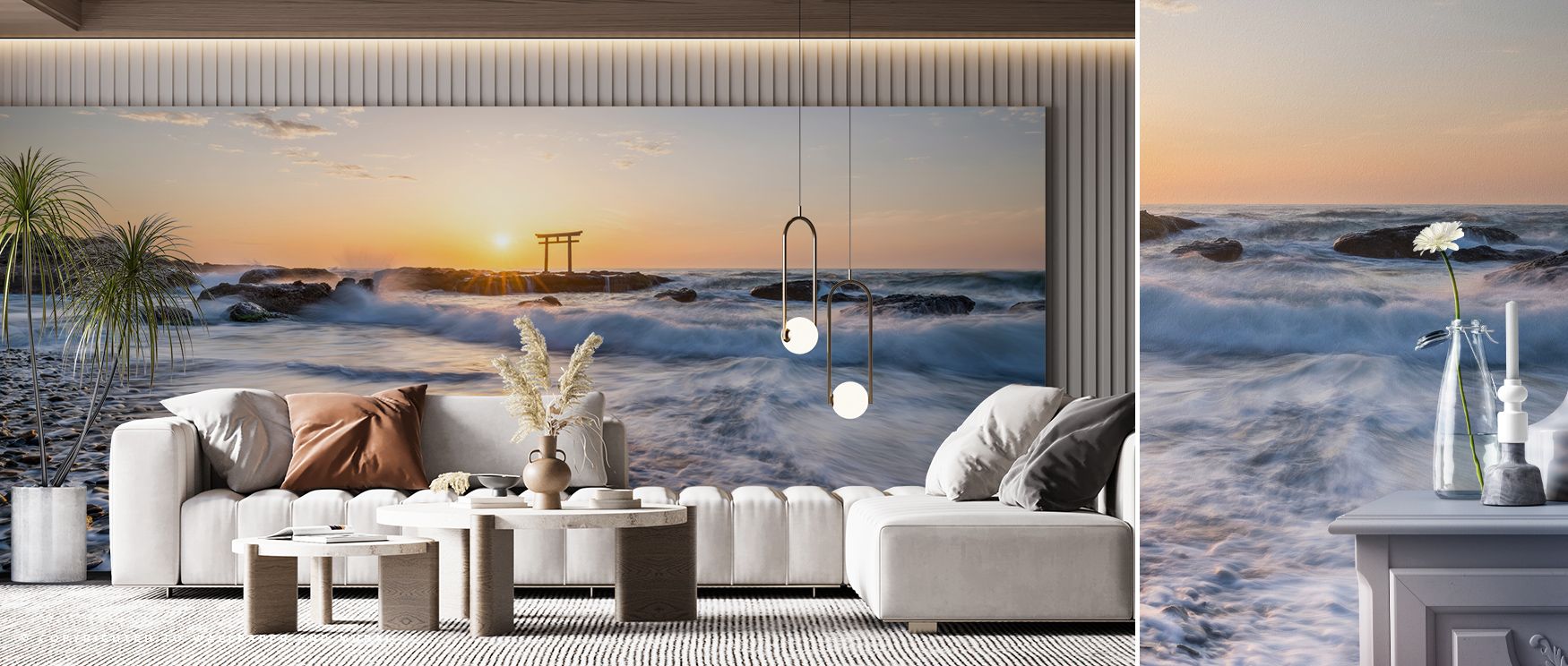 Luminous refinement appears in the Oarai Isosaki Shrine Wallpaper as architectural tones sustain rhythm, enriching restful bedrooms or lively living rooms with atmosphere, cultural resonance, and decorative refinement that glow with sophistication. 