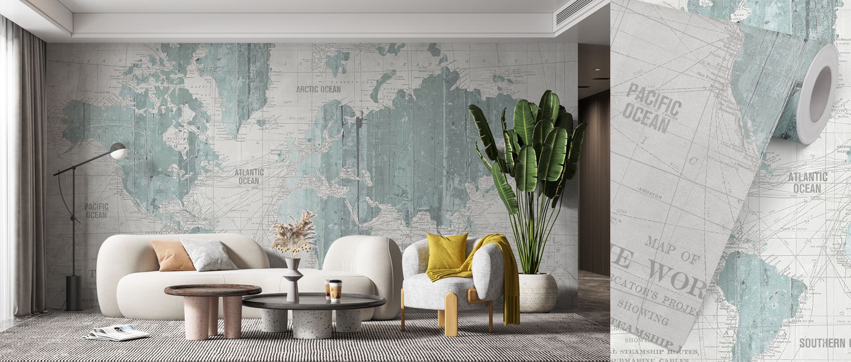 Cultural refinement radiates from the Old World Map Mint Gray Wallpaper as intricate details sustain rhythm, enriching restful bedrooms or welcoming living rooms with atmosphere, decorative resonance, and timeless artistry that glow with sophistication. 
