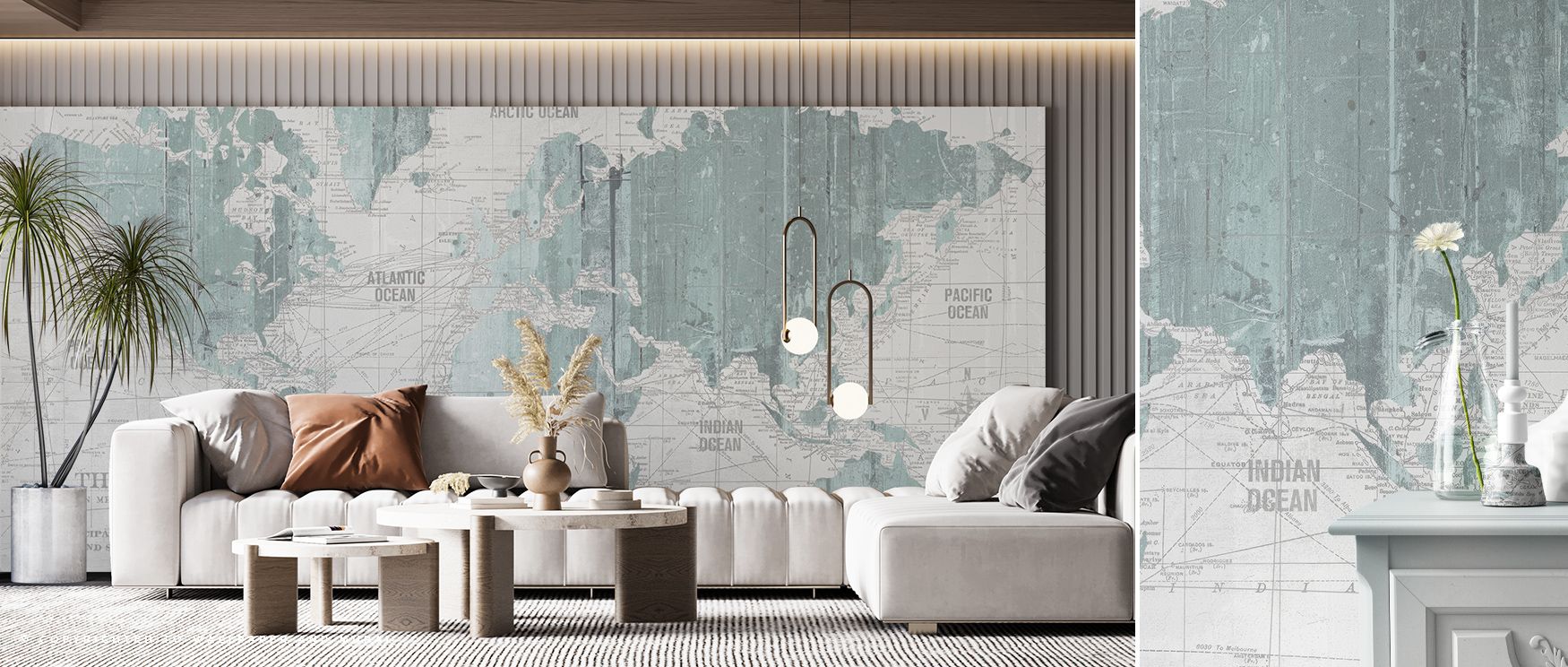 Artistic resonance is displayed in the Old World Map Mint Gray Wallpaper as maps sustain rhythm, enriching restful bedrooms or creative offices with atmosphere, decorative resonance, and cultural artistry that glow with elegance. 