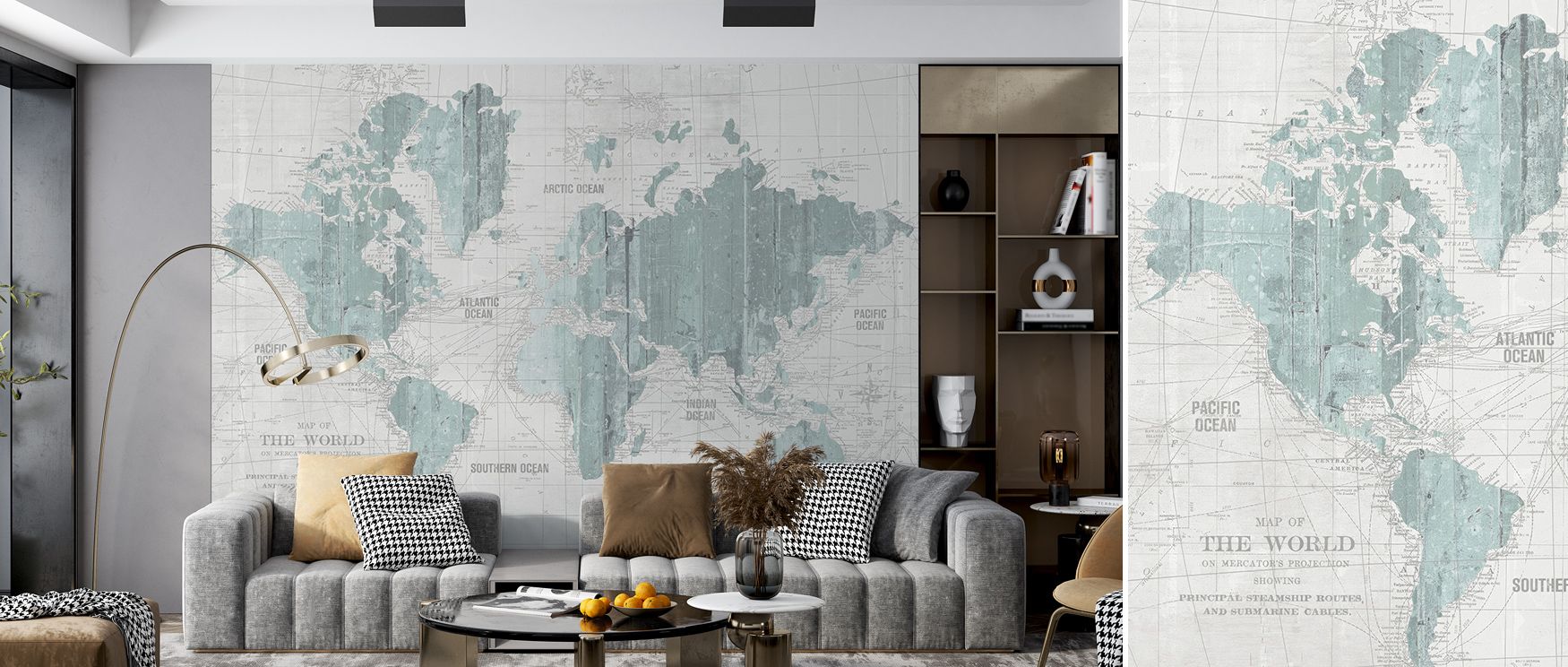 Distinct elegance radiates from the Old World Map Mint Gray Wallpaper as muted tones sustain charm, filling restful bedrooms or inviting living rooms with atmosphere, cultural resonance, and decorative refinement that glow with artistry.