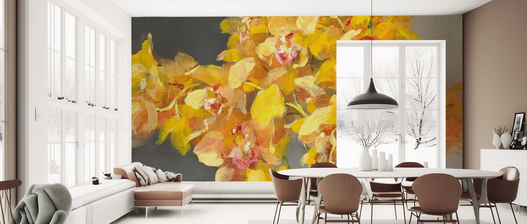 Distinct refinement emerges in the Orchid Dreaming Wallpaper as floral imagery sustains artistry, filling restful bedrooms or inviting living rooms with atmosphere, cultural resonance, and decorative refinement that glow with balance.