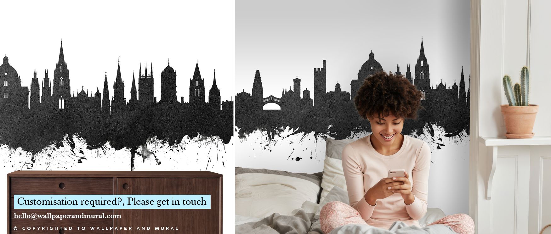 Architectural strength defines Oxford England Skyline Black & White Wallpaper, as towers and spires compose structured harmony. The monochrome palette deepens timeless presence, adding sophistication to bedrooms or modern offices with balanced style.