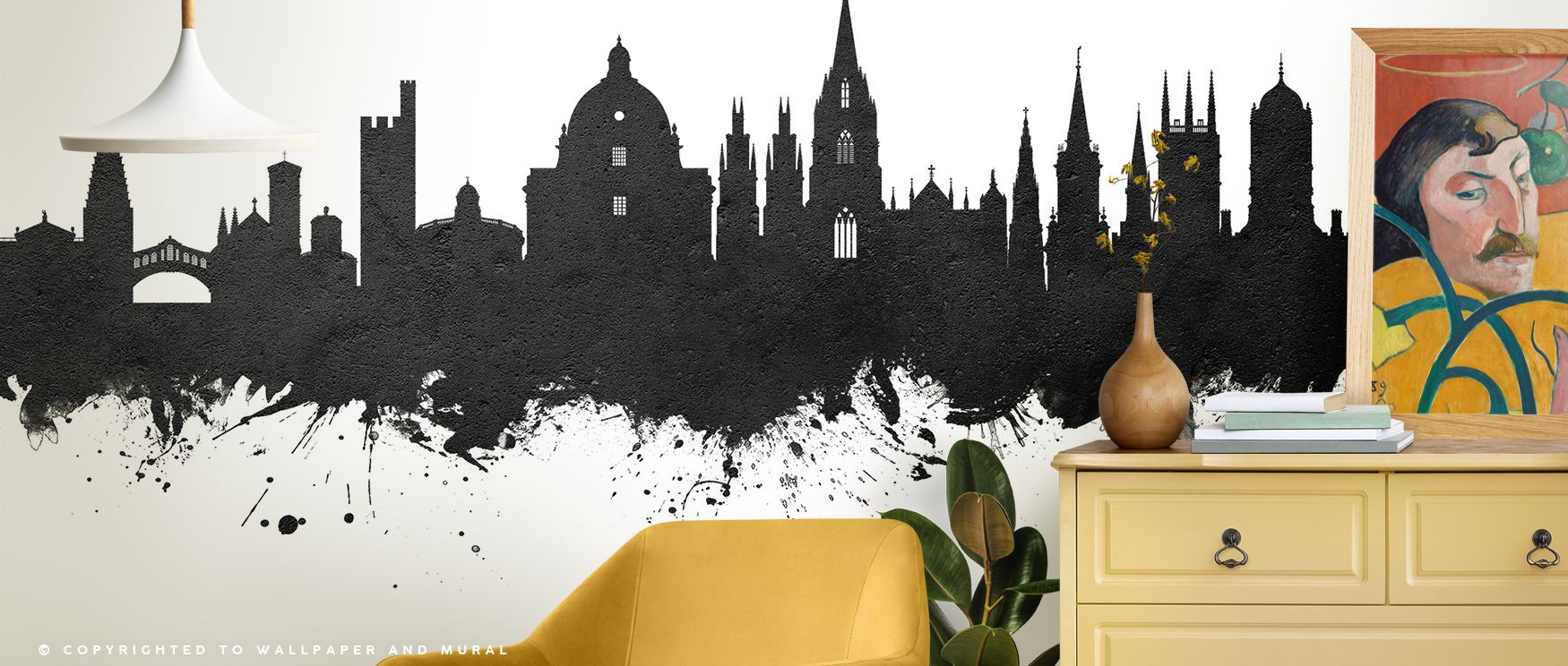 Monochrome design defines Oxford England Skyline Black & White Wallpaper, where architectural silhouettes tell story of heritage. The clarity enriches bedrooms or living rooms with timeless depth and cultural resonance.