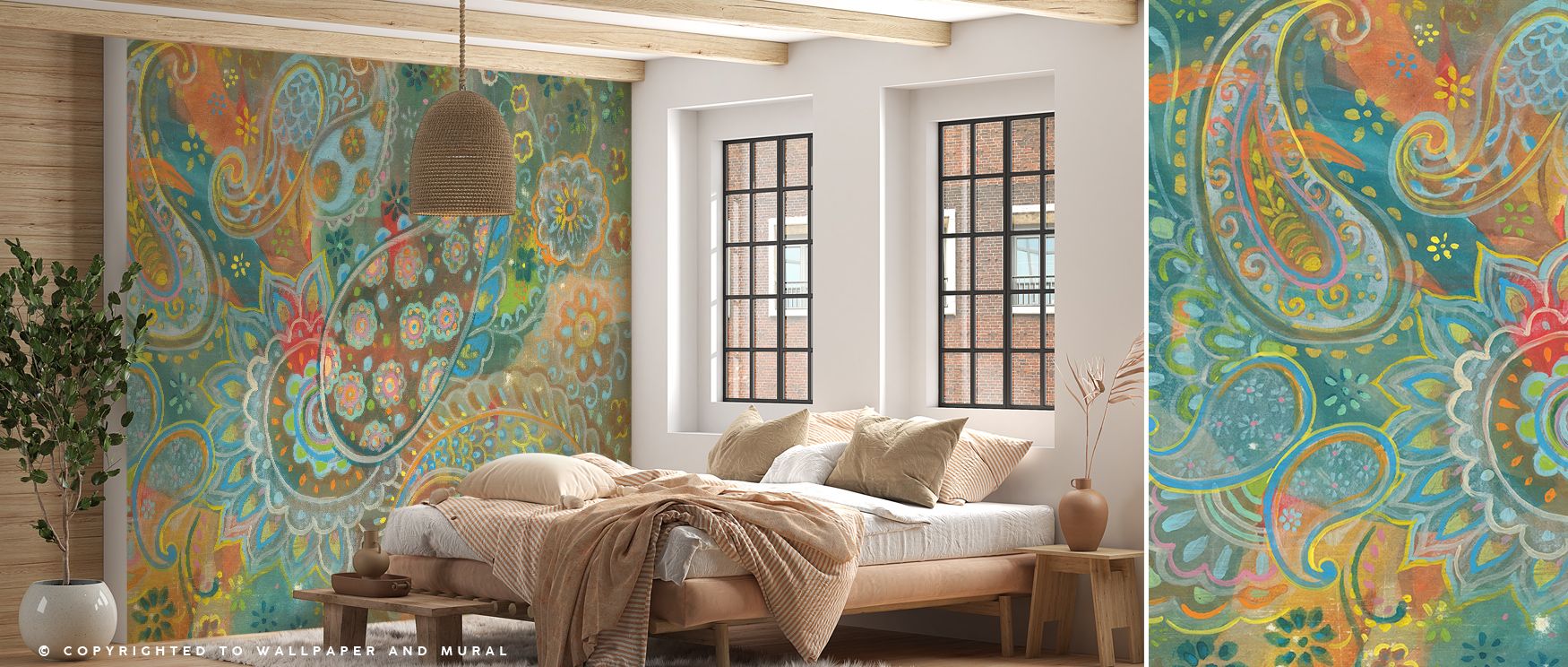 Across Paisley Universe Wallpaper, motifs spiral into endless rhythm, creating atmosphere both ornate and soothing. Their detailed charm fills interiors with visual richness, adding elegance to bedrooms or stylish lounge environments.