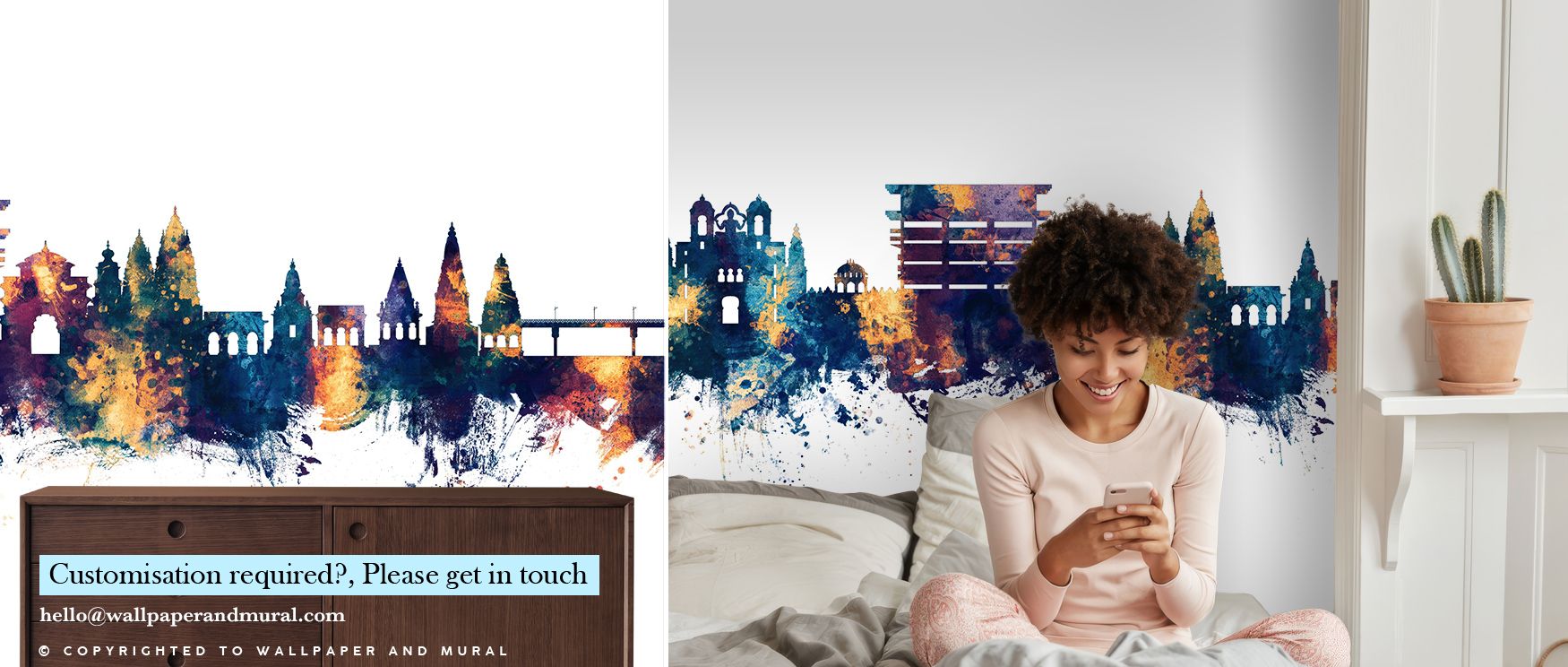 Silhouettes in Pandharpur India Skyline Blue & Bronze Wallpaper stretch proudly, reflecting heritage in detailed rhythm. This design infuses interiors with luxury, making bedrooms or lounges resonate with timeless cultural charm.