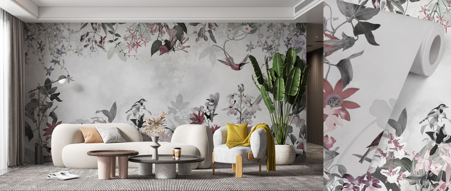 Across Paradise View Silver Cool Wallpaper, layers of subtle radiance evoke elegance. Its tones inspire quiet sophistication, ideal for bedrooms or lounge settings designed for peaceful retreats and balanced interiors.