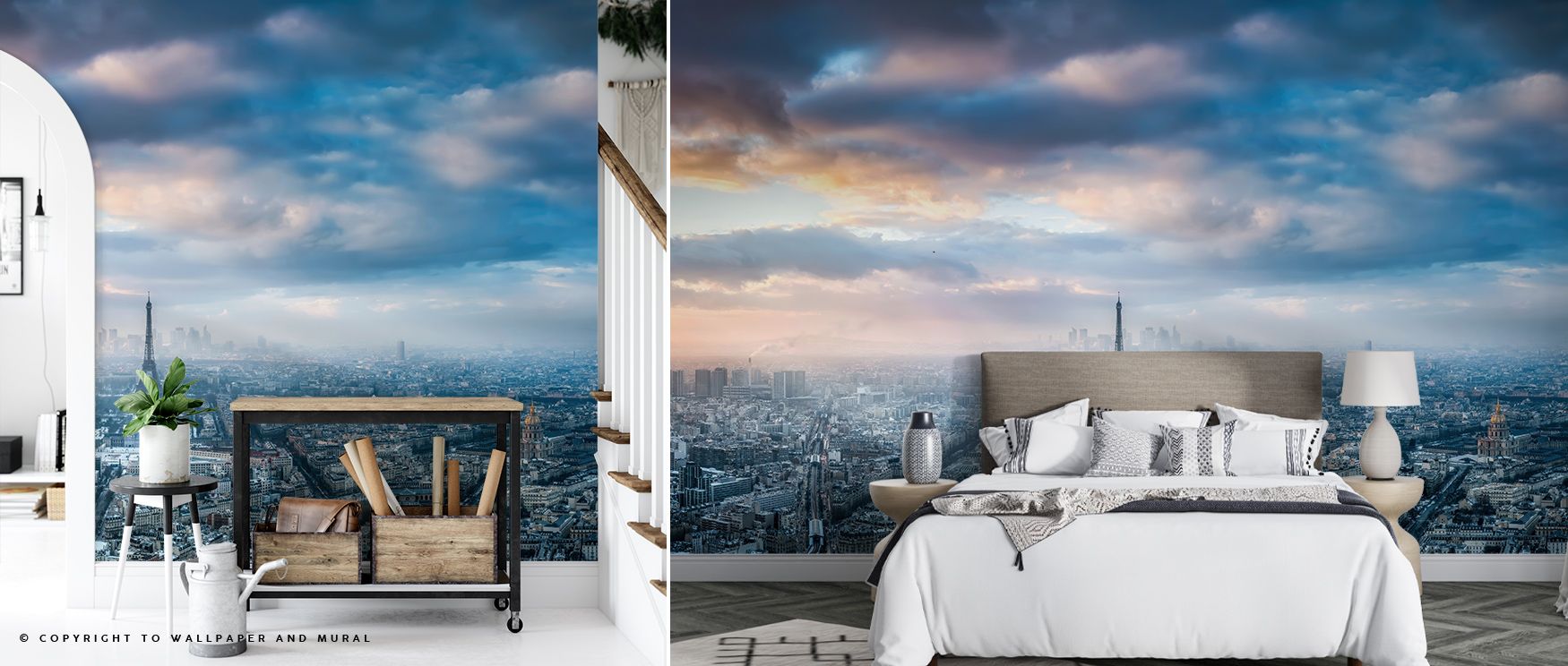 Paris in Winter Wallpaper portrays city streets softened by snow, where light flickers across rooftops. This pattern enriches interiors with elegant calm, adding romantic presence to bedrooms or stylish lounges.