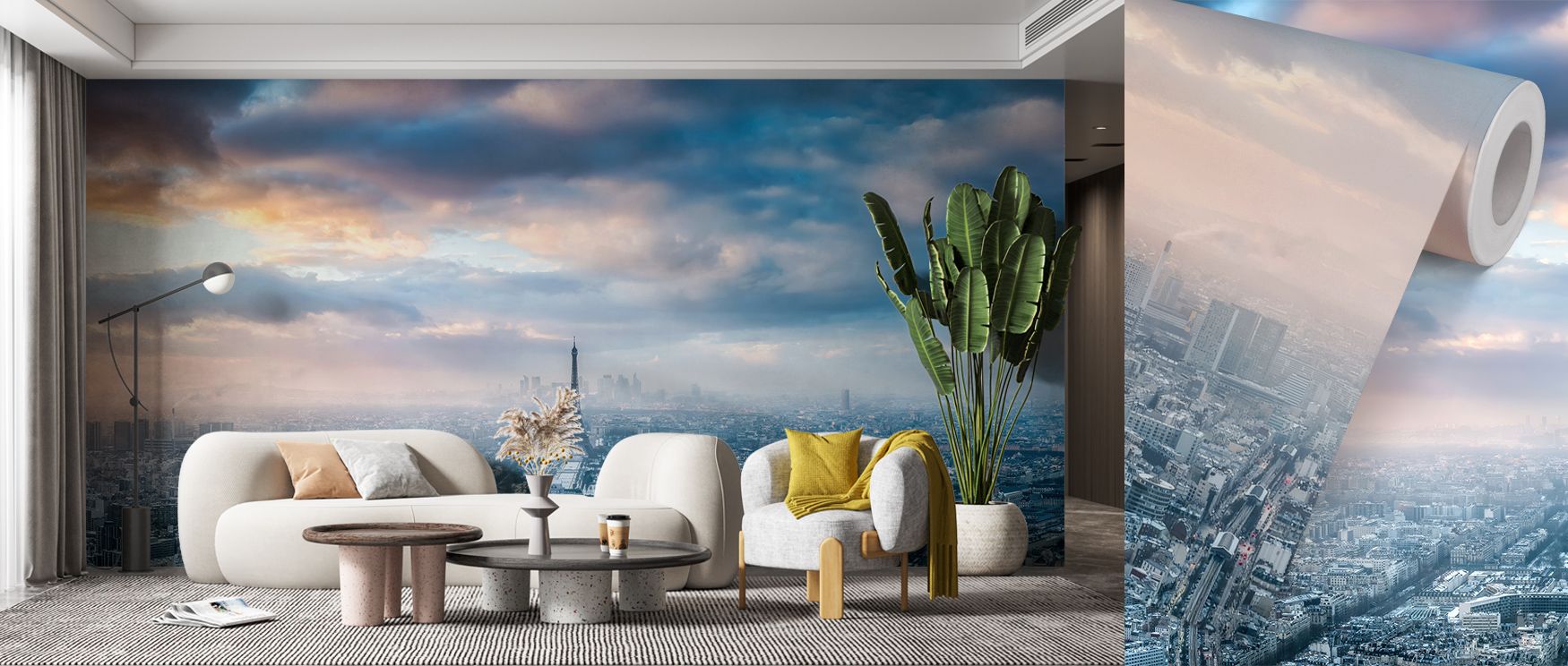 Across Paris in Winter Wallpaper, winter tones create harmony as spires emerge in monochrome. The imagery conveys cultural resonance, ideal for interiors like bedrooms or dining spaces that seek quiet sophistication.