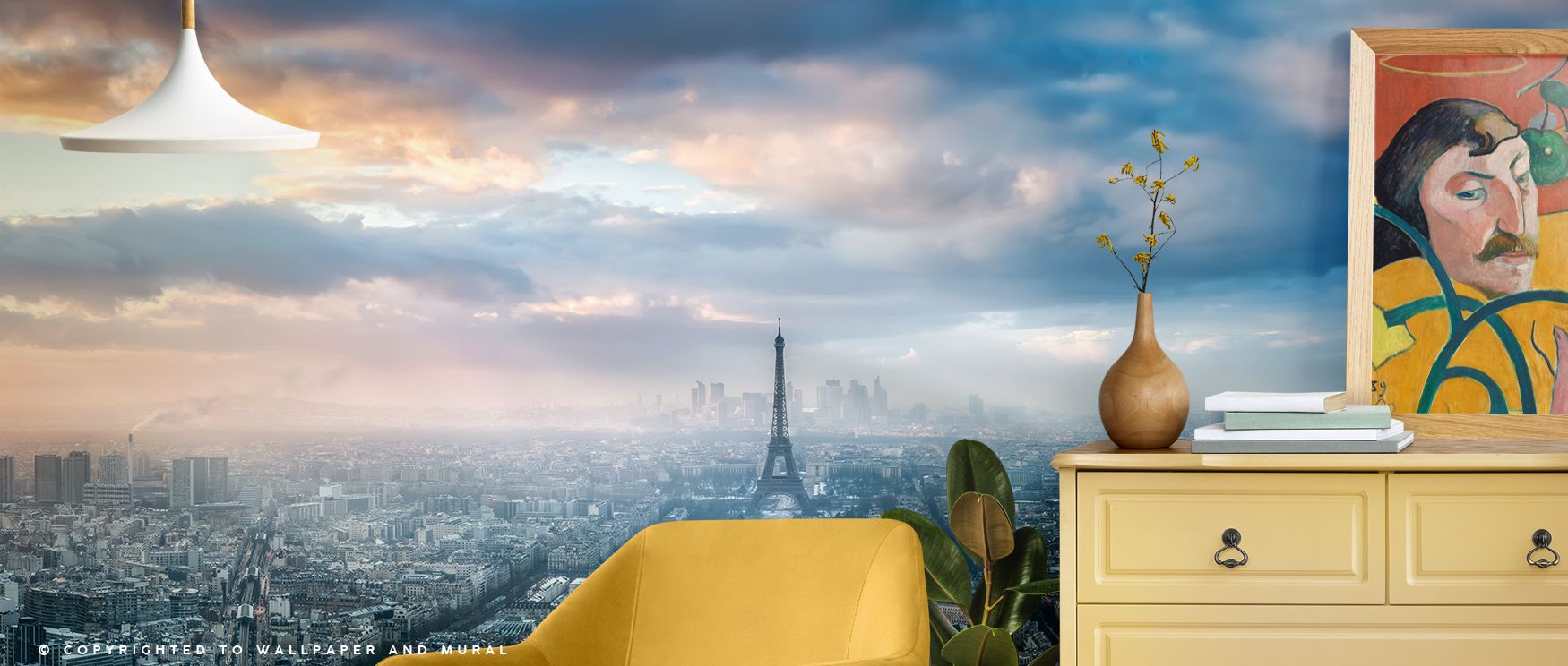 Paris in Winter Wallpaper carries narrative of winter romance as architecture shimmers beneath snow. This design enriches bedrooms or lounges with atmosphere steeped in elegance and cultural beauty.