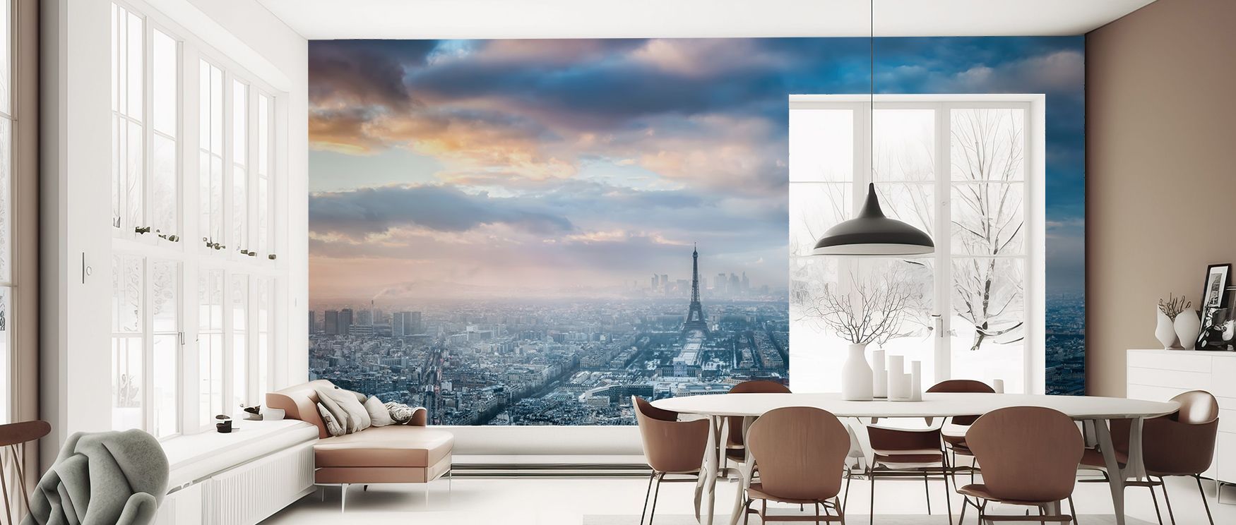 Monochrome shades define Paris in Winter Wallpaper, highlighting iconic Parisian forms beneath snowfall. Its aesthetic creates timeless interior calm, enhancing bedrooms or dining rooms with quiet grace.