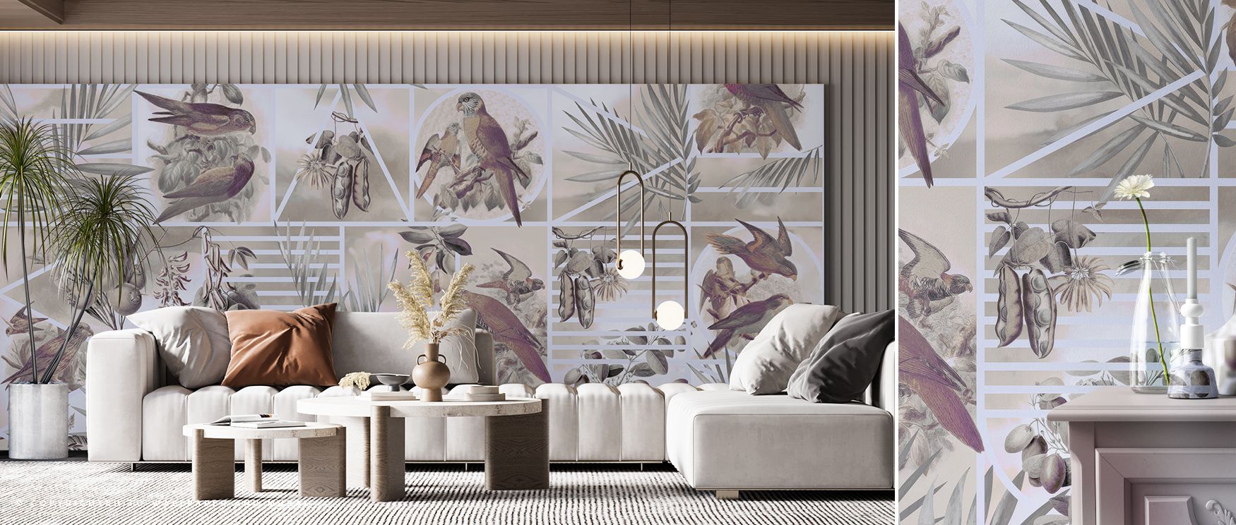 Parrots Study Wallpaper thrives with colorful rhythm, where feathers repeat in harmony. Its vibrant imagery enlivens interiors, making bedrooms or lounge areas resonate with playful atmosphere and creative spirit.
