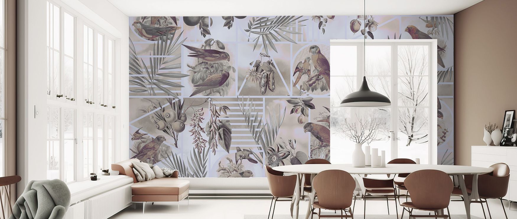 The radiant imagery of Parrots Study Wallpaper shapes interiors with expressive brilliance. Each feathered detail adds vitality, perfect for uplifting bedrooms or lounges with exuberant charm and tropical character.