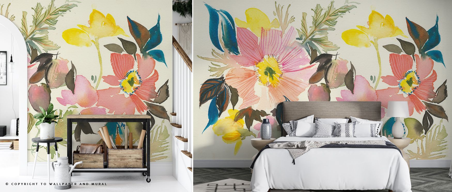Softly layered hues define Pastel Garden Wallpaper, where blossoms radiate serene elegance. Its imagery enriches interiors with floral charm, transforming bedrooms or lounge settings into retreats filled with calm beauty and reflective atmosphere that cel