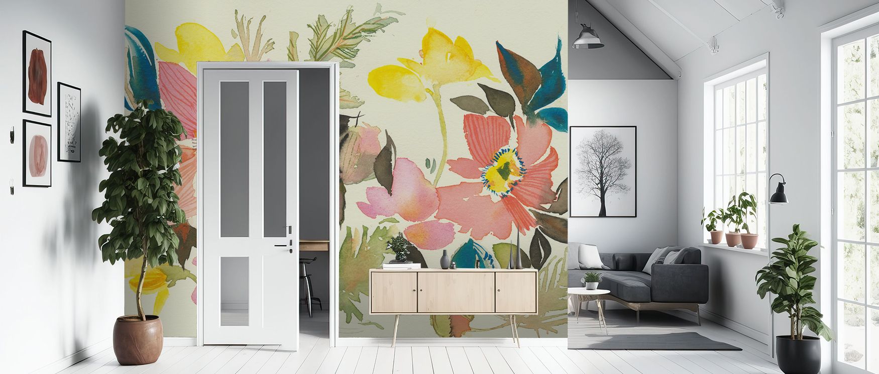 The Pastel Garden Wallpaper reflects timeless floral rhythm, where blossoms merge in pastel harmony. This composition transforms interiors into elegant sanctuaries, enriching bedrooms or dining rooms with atmosphere of gentle beauty and refined serenity.