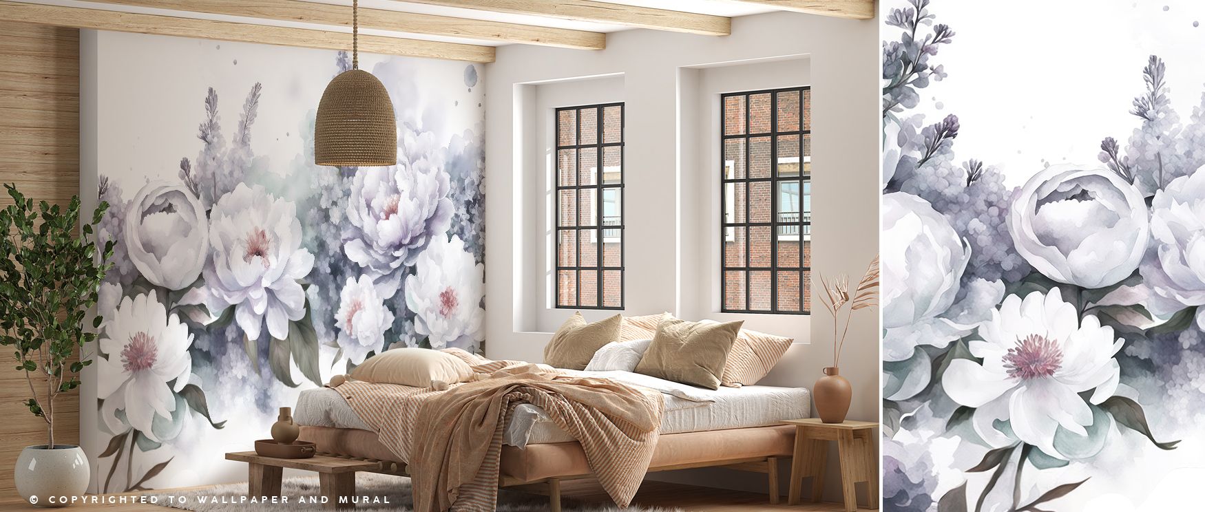 Across Peony Melody Romantic Wallpaper, blossoms glow softly against muted tones, creating balance of charm and refinement. Each peony detail adds texture, enhancing interiors with floral rhythm. Bedrooms or dining rooms become havens of gentle atmosphere