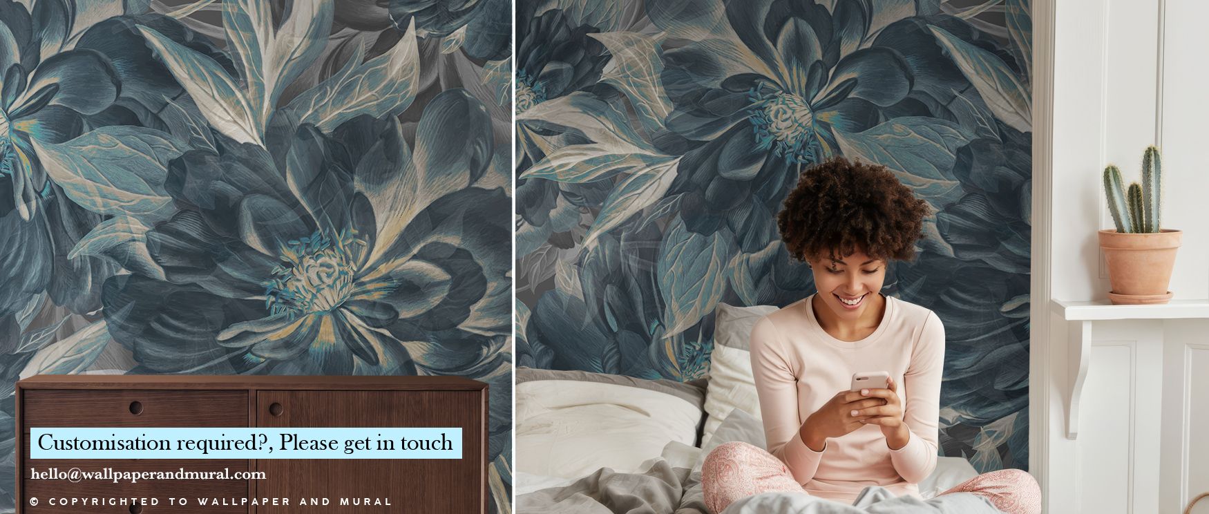 Peony Study – Midnight Teal Wallpaper reflects floral harmony as blossoms glow in delicate rhythm. Each petal radiates refinement, enriching interiors with calm atmosphere. Bedrooms or lounges become elegant retreats filled with poetic artistry, where des