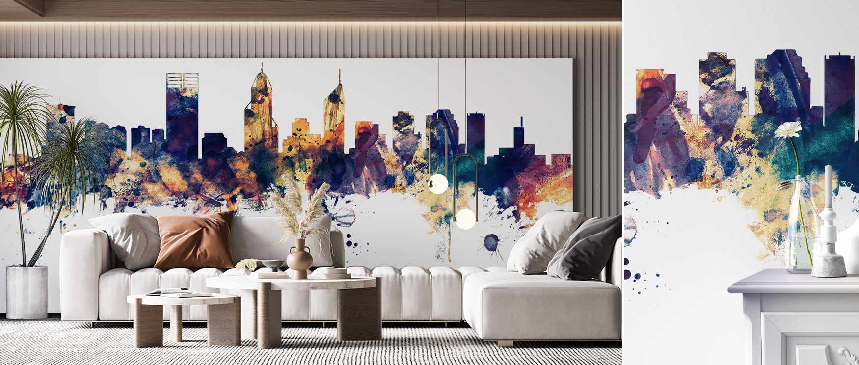 The Perth Australia Skyline Blue & Bronze Wallpaper thrives on interplay of bronze highlights and blue depths, creating atmosphere filled with elegance. Its imagery transforms bedrooms or lounges into spaces of cultural sophistication, enriching walls wit