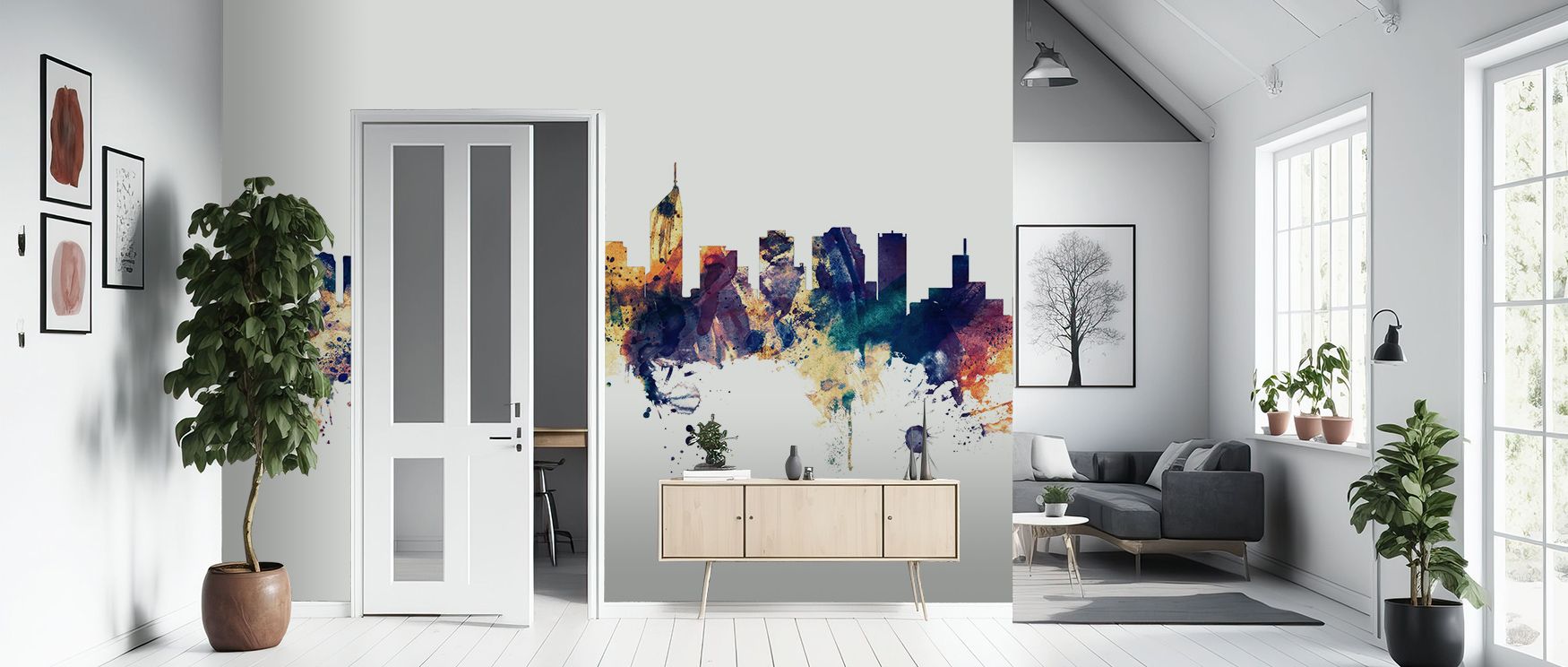 Across Perth Australia Skyline Blue & Bronze Wallpaper, architecture stands proud against glowing hues. Its design enriches interiors with elegance and rhythm, offering bedrooms or dining rooms timeless atmosphere where artistry of heritage and modern pre