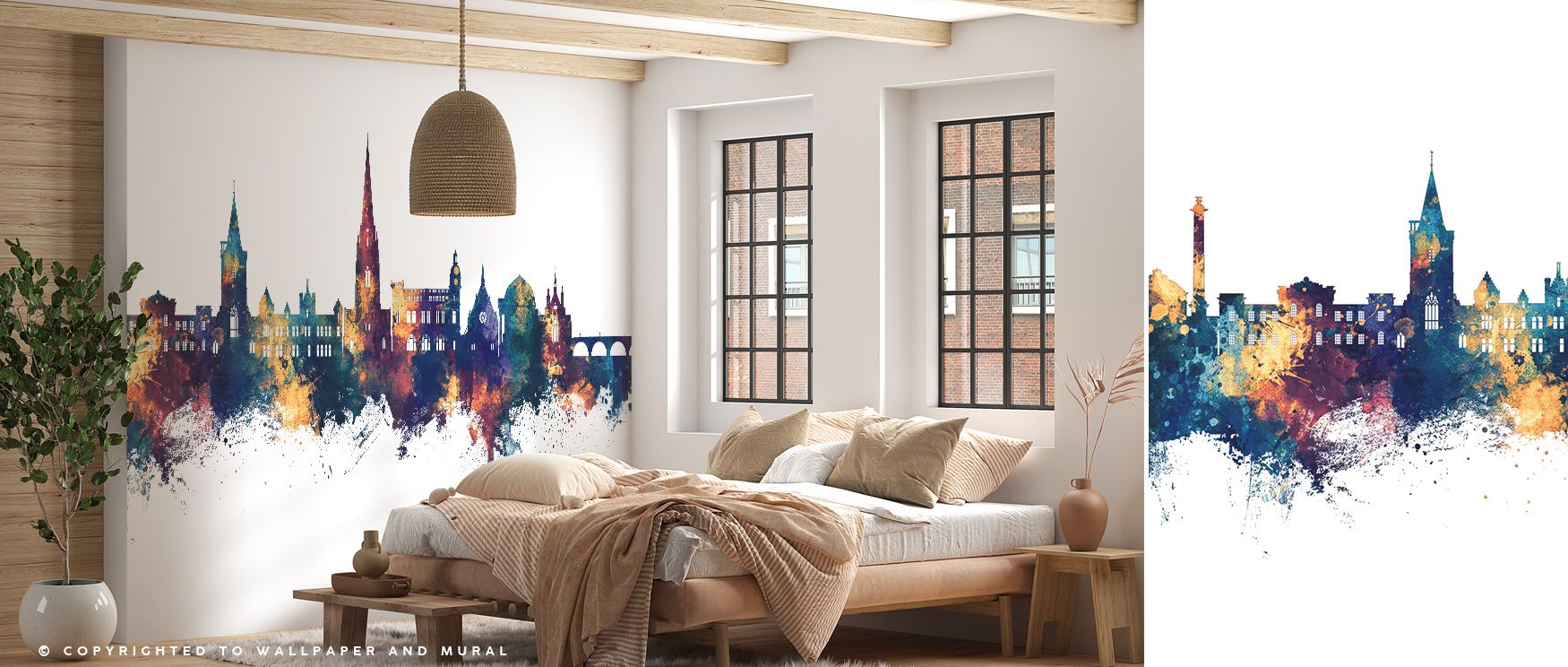 Perth Scotland Skyline Blue & Bronze Wallpaper thrives on luminous balance where architectural silhouettes repeat in rhythm. The imagery enhances interiors with sophistication, filling bedrooms or dining rooms with cultural resonance. Walls glow with arti