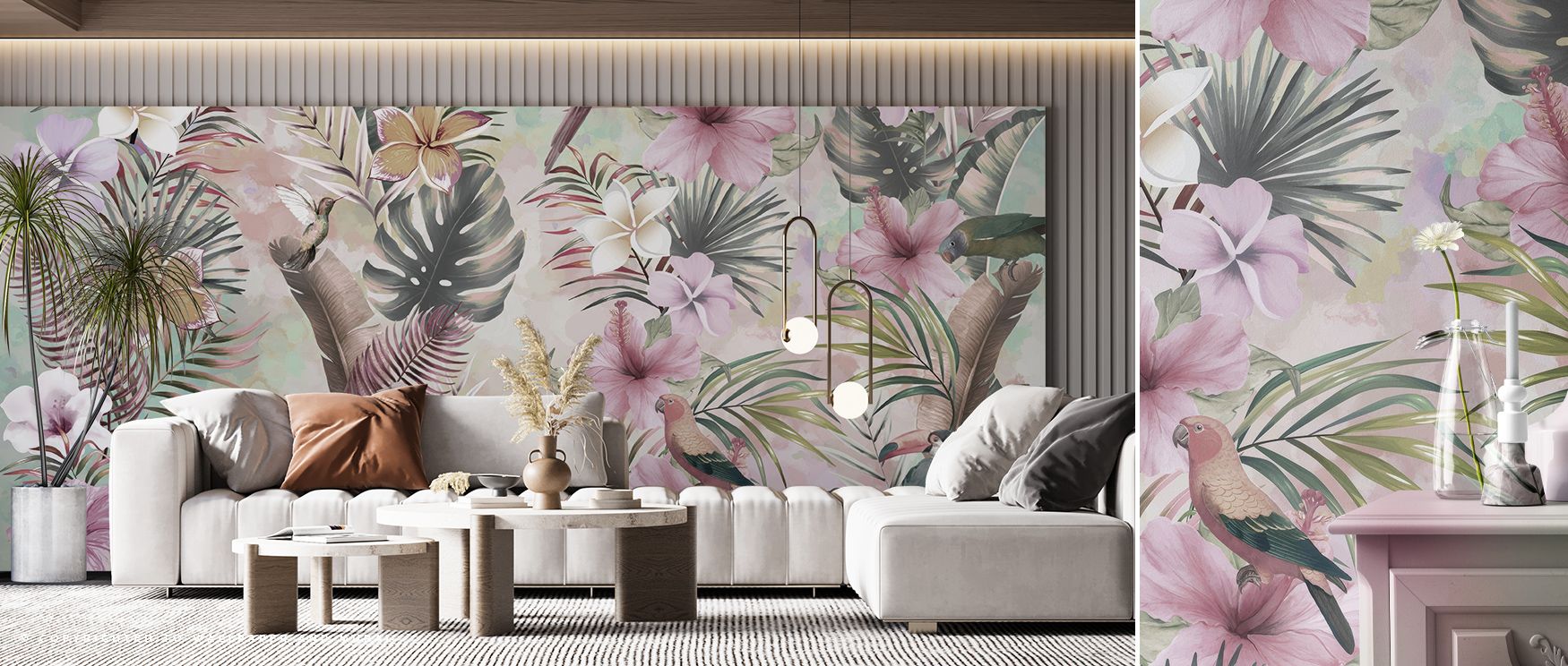 Across Pink Exotic Vibes Wallpaper, exotic forms repeat in layers of rhythm, producing balance and harmony. Its imagery enhances interiors with spirit of tropical artistry, filling bedrooms or lounges with dynamic charm. Every motif adds energy, turning s