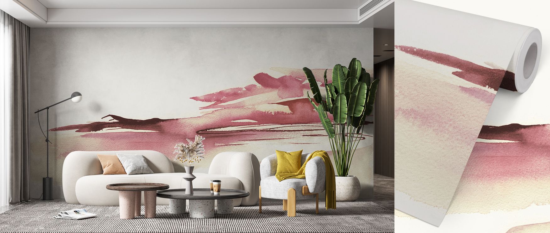 Every gradient in Pink Sunset Wallpaper reveals reflective artistry as pink hues blend seamlessly. Interiors are enriched with calmness, their walls transformed into serene landscapes. Bedrooms or lounges become peaceful retreats filled with composure, ba
