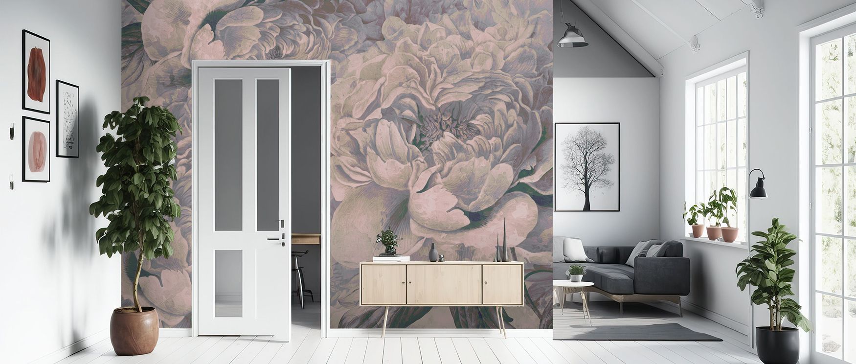 Pions Dream Wallpaper presents harmony of blossoms that radiate calm presence. The design enriches interiors with composure, turning bedrooms or living rooms into sanctuaries of floral artistry. Its imagery embodies balance, filling daily spaces with time