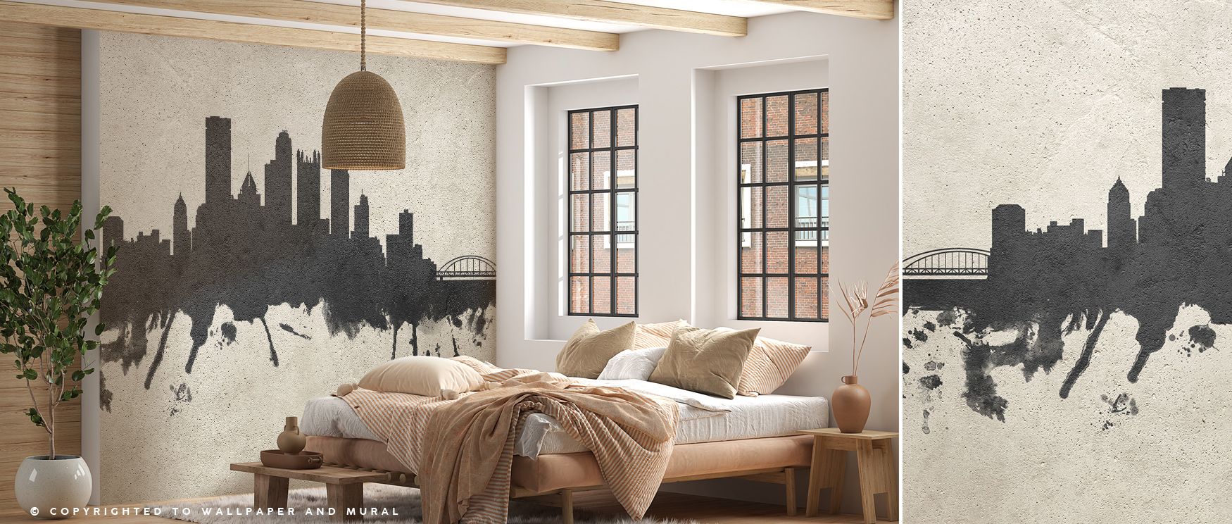 Pittsburgh Pennsylvania Skyline Concrete Wallpaper thrives on heritage presence as towers and rooftops align across surfaces. Its imagery enriches interiors with sophistication, giving bedrooms or dining rooms atmosphere of historical pride. Each contour 