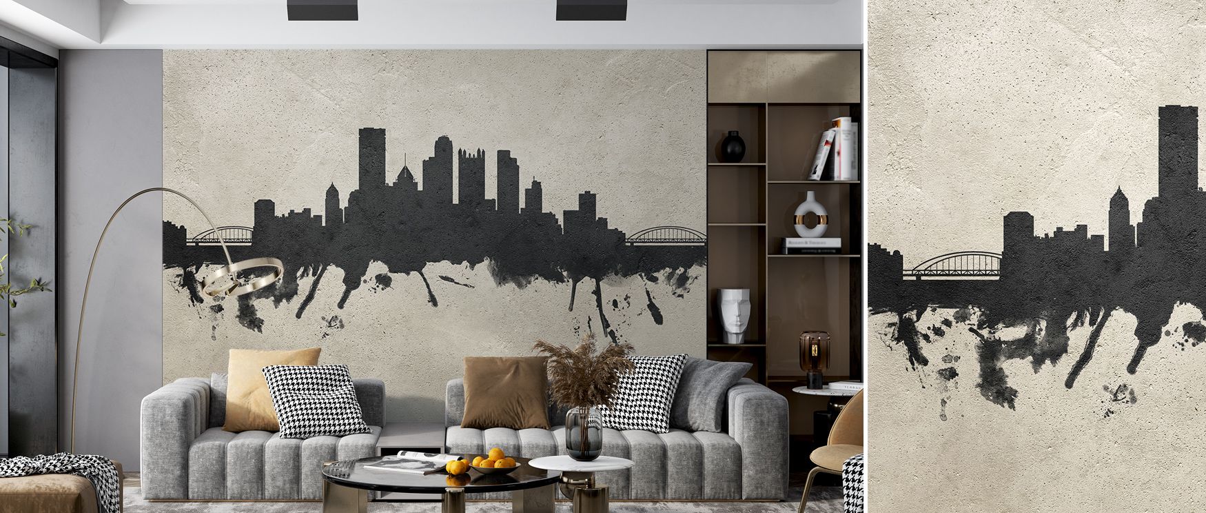 The imagery of Pittsburgh Pennsylvania Skyline Concrete Wallpaper thrives on cultural resonance where urban forms meet tonal balance. Interiors are enriched with composure, their walls transformed into reflections of heritage. Bedrooms or lounges glow wit
