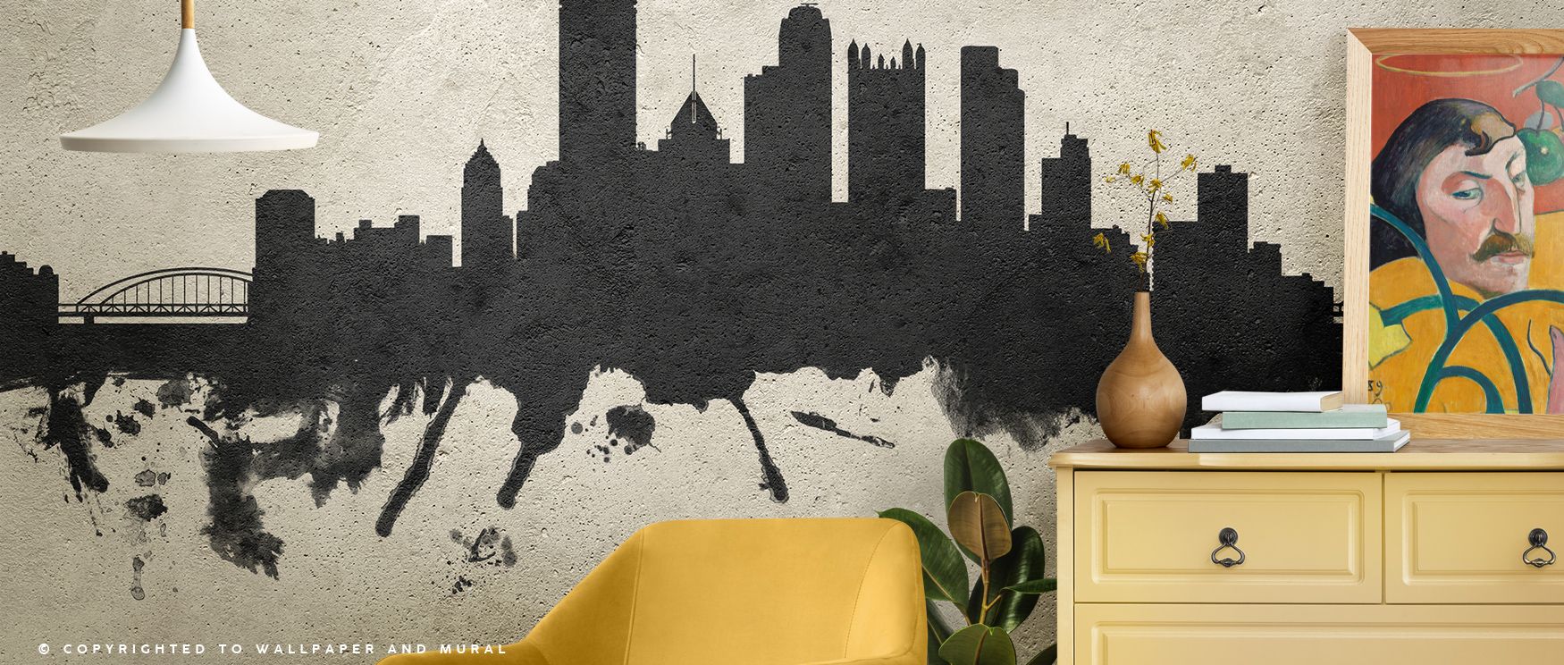 Pittsburgh Pennsylvania Skyline Concrete Wallpaper radiates strength as silhouettes form harmony across surfaces. Its imagery enriches interiors with heritage charm, filling bedrooms or dining rooms with cultural atmosphere. The design shapes spaces into 