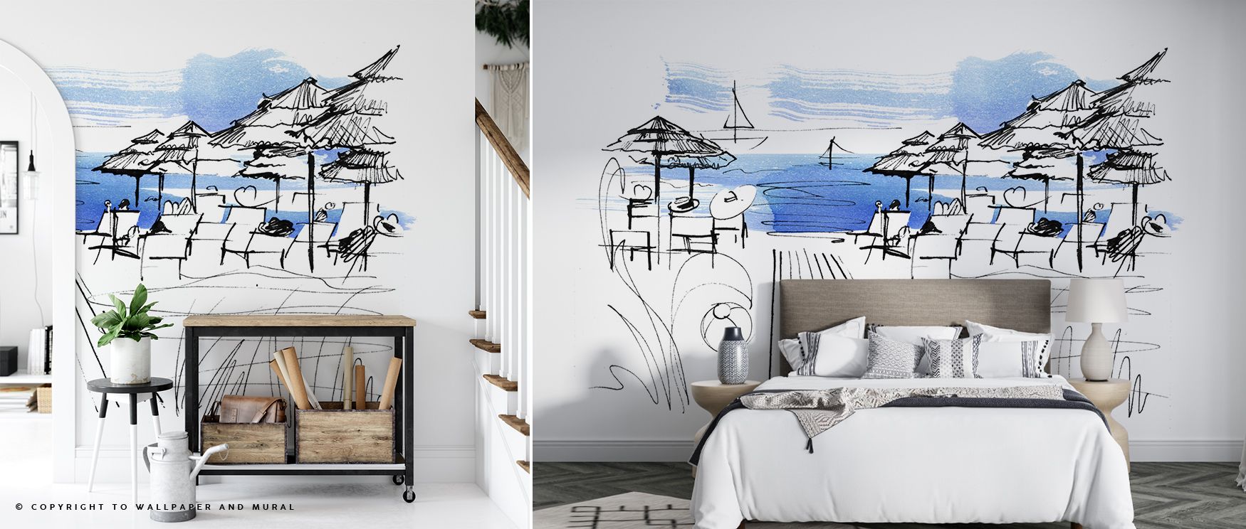 Every parasol in Plage Parasols Wallpaper adds celebratory rhythm to walls, radiating warmth across sandy surfaces. Its imagery enriches interiors with seaside charm, turning bedrooms or living rooms into joyful retreats. The design captures summer playfu