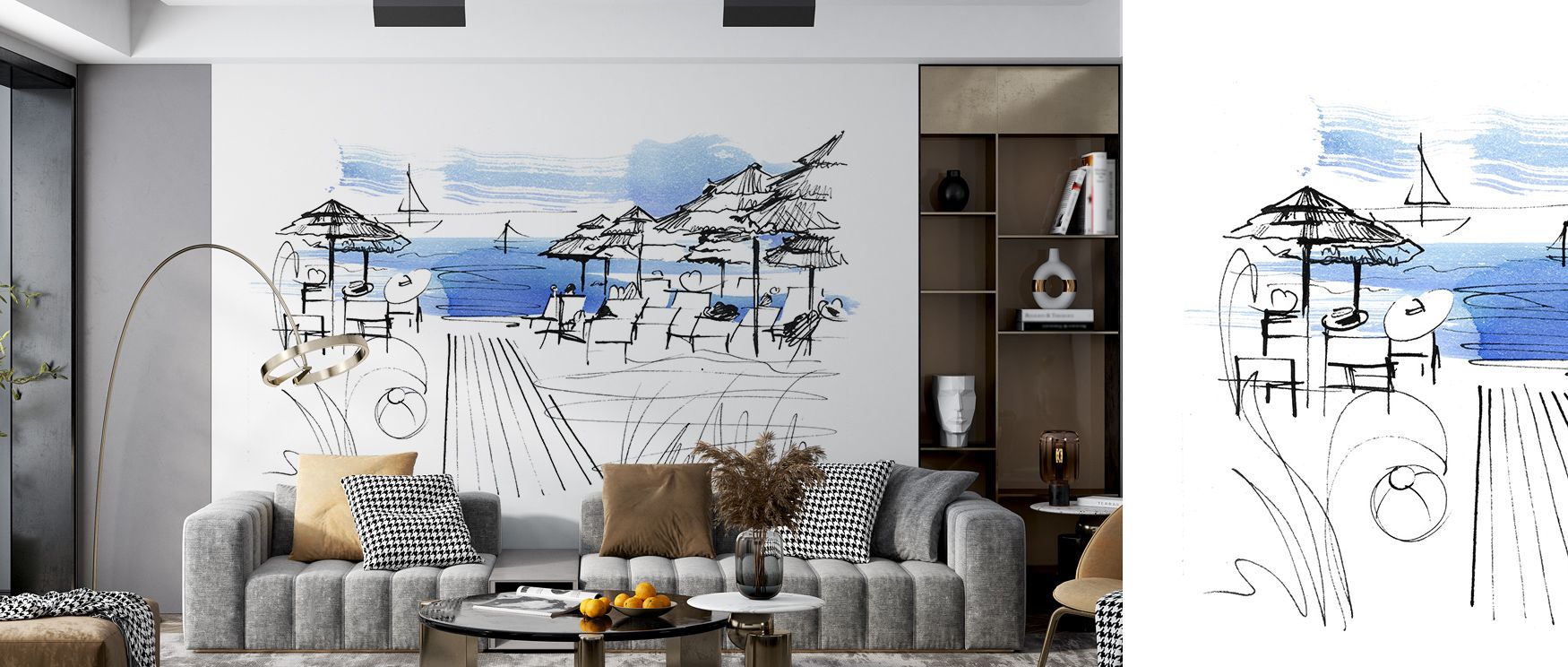 The imagery of Plage Parasols Wallpaper thrives on coastal rhythm where parasols align in colorful harmony. Interiors glow with playful atmosphere, transforming bedrooms or dining rooms into retreats of summer charm. Each motif adds vibrancy, creating bal