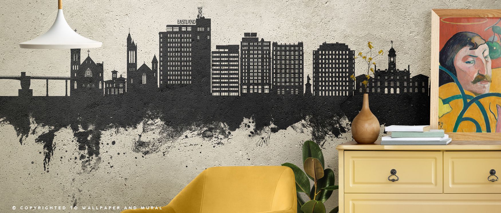 Portland Maine Skyline Concrete Wallpaper radiates sophistication as outlines emerge against muted skies. Its imagery enriches interiors with balance and cultural resonance, turning bedrooms or dining rooms into retreats. Walls glow with artistry, creatin