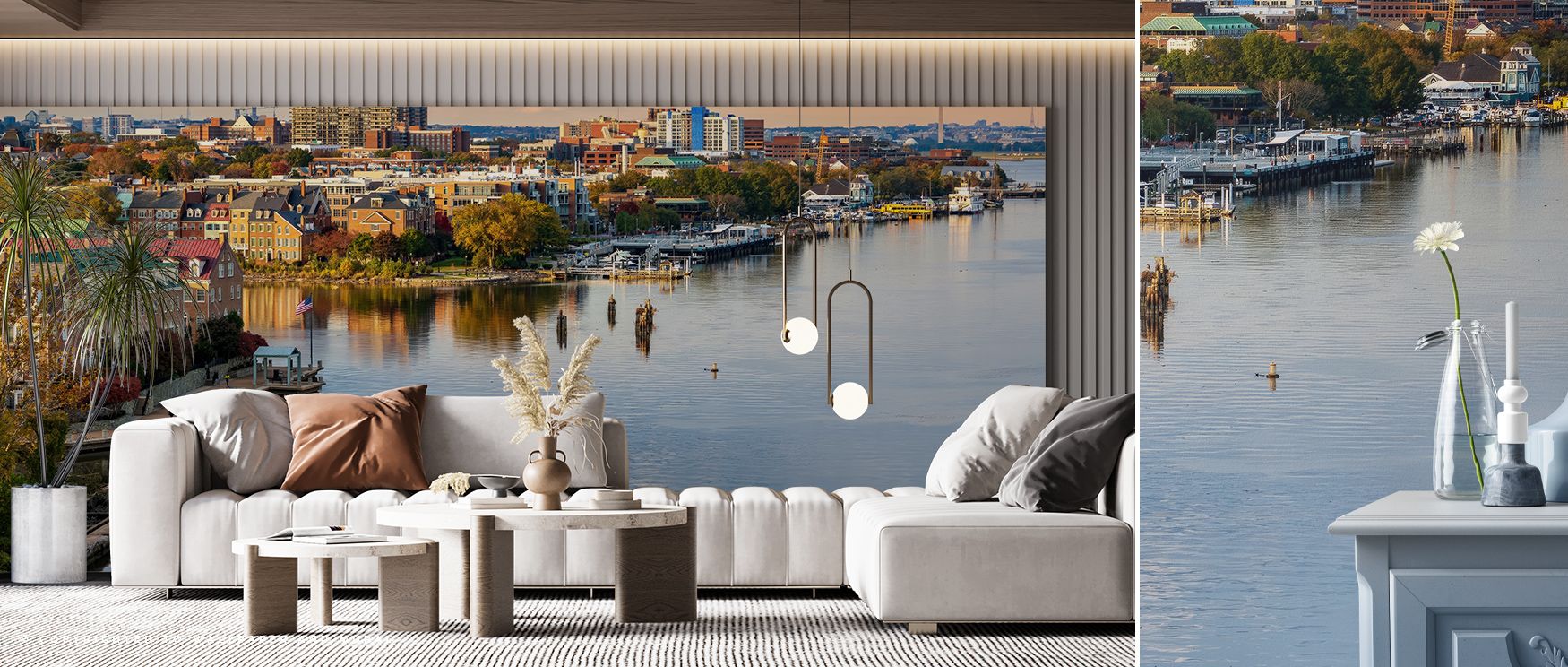 Potomac Views Wallpaper presents reflective artistry where river imagery unfolds with serenity. Its composition enriches interiors with composure, turning bedrooms or living rooms into retreats. Walls glow with natural balance, creating sanctuaries enrich