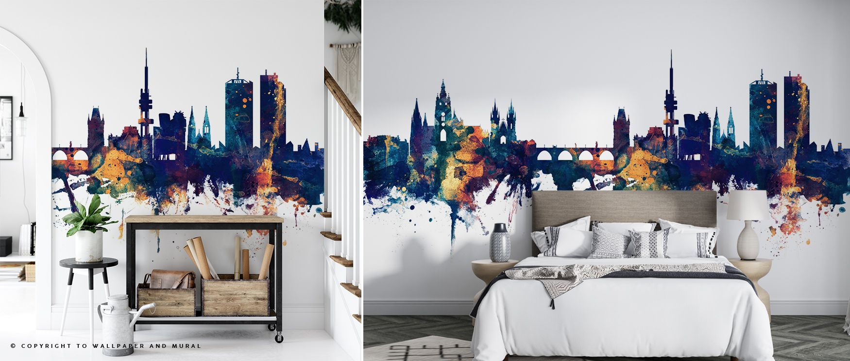 Prague Skyline Blue & Bronze Wallpaper radiates elegance through luminous silhouettes etched in balance. Its imagery enriches interiors with refinement, offering bedrooms or lounges atmosphere of cultural resonance. Each wall becomes sanctuary of artistry
