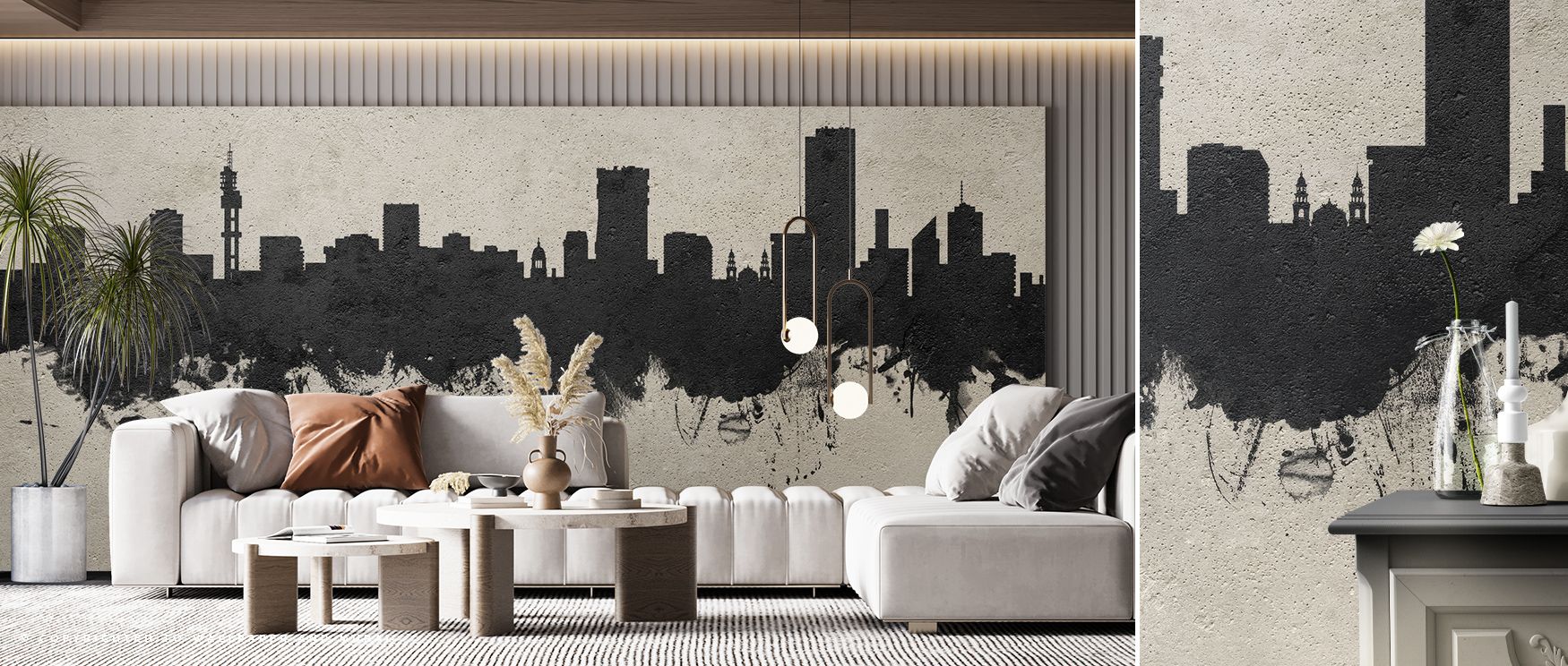 Pretoria South Africa Skyline Concrete Wallpaper reflects urban rhythm as silhouettes glow in muted tones. Interiors are enriched with composure, filling bedrooms or living rooms with atmosphere of sophistication. Surfaces transform into poetic reflection