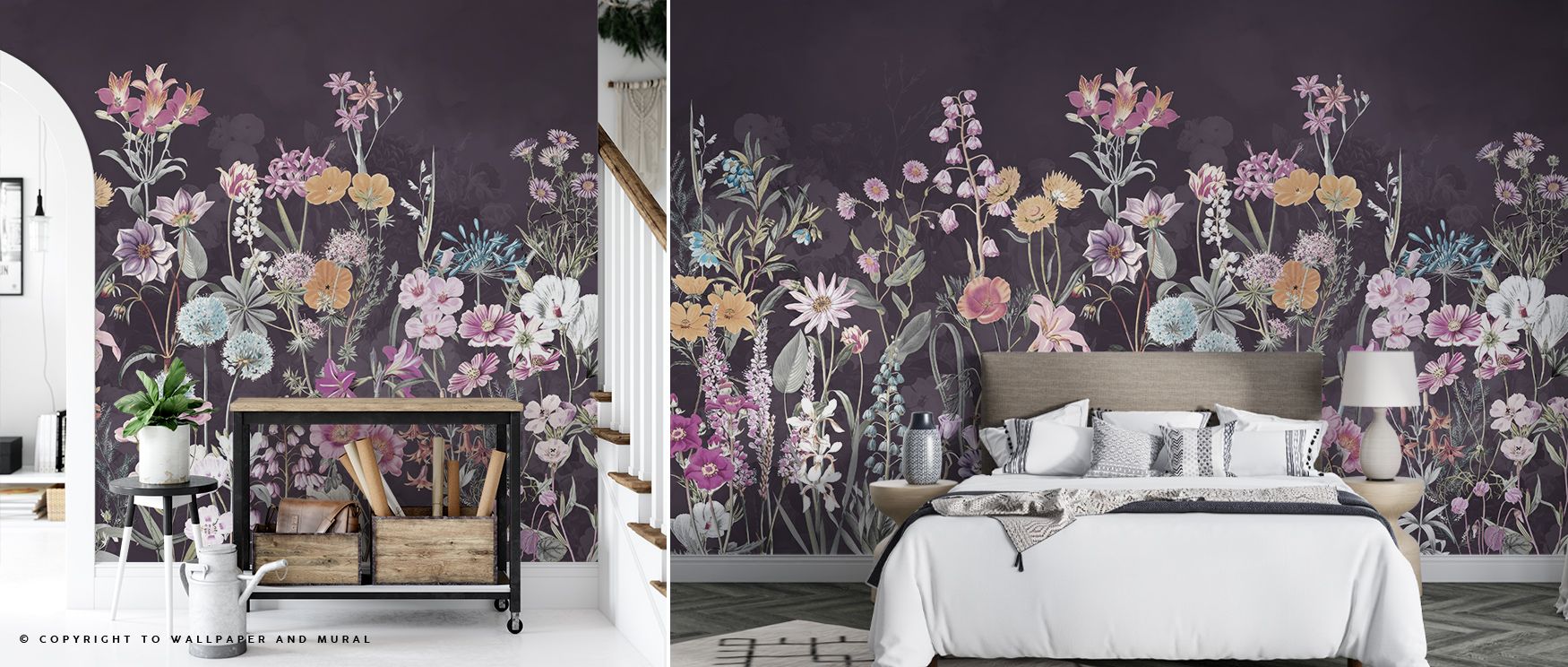 Purple Summer Meadow Wallpaper reflects floral rhythm through blossoms aligned in radiant purple tones. Its imagery enhances interiors with balance, filling bedrooms or lounges with serenity. Surfaces glow with artistry, shaping poetic retreats enriched b