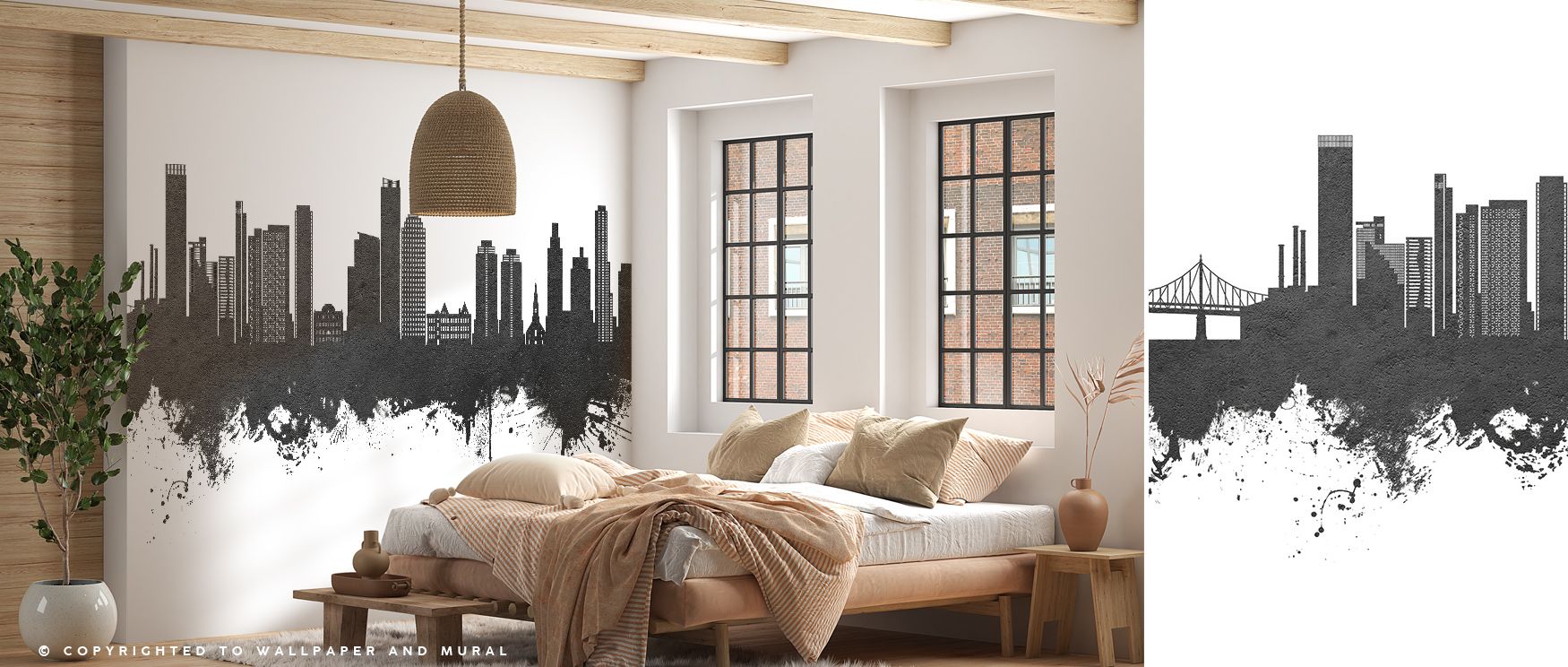 Queens New York Skyline Black & White Wallpaper thrives on heritage charm as silhouettes repeat across imagery. The design enriches interiors with cultural strength, offering bedrooms or dining rooms atmosphere of sophistication. Surfaces glow with artist