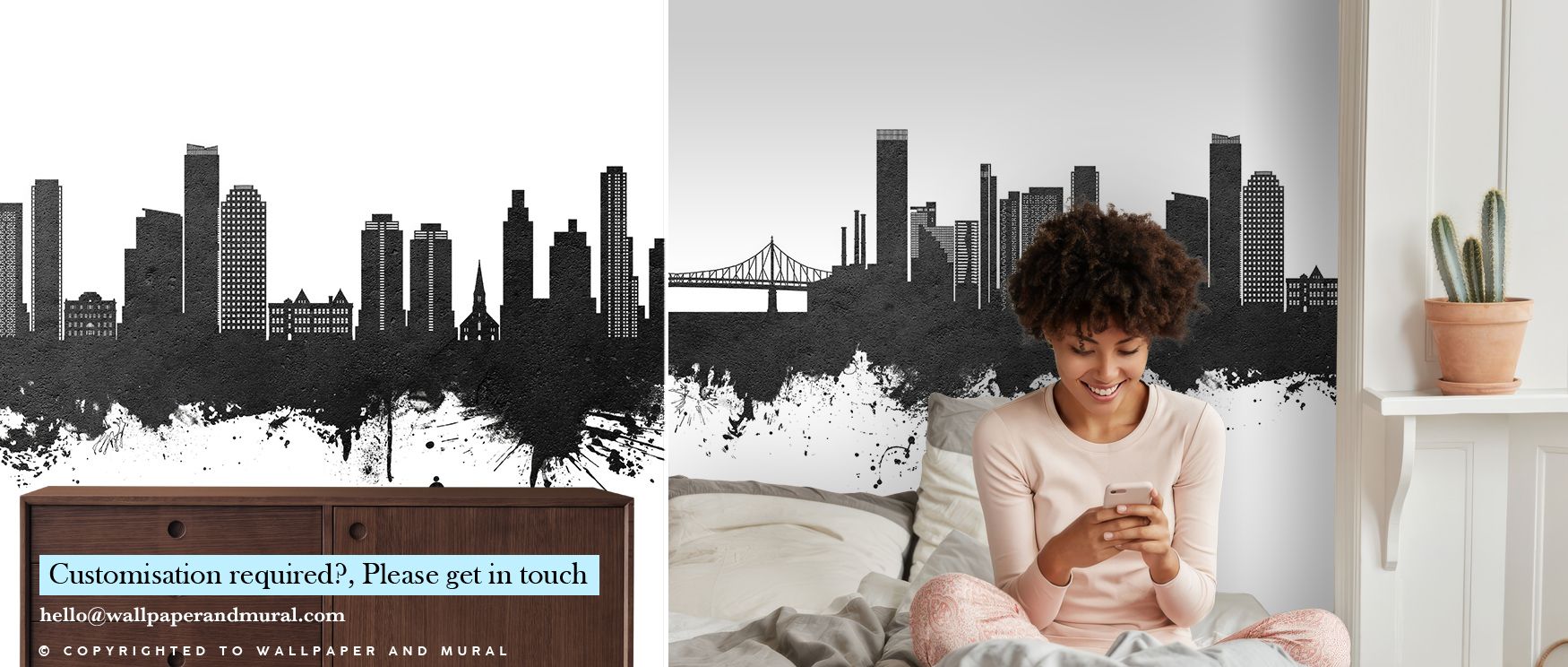 The Queens New York Skyline Black & White Wallpaper embodies elegance as architecture stands luminous against tonal depth. Interiors glow with sophistication, turning bedrooms or living rooms into sanctuaries of composure. Each surface radiates artistry, 