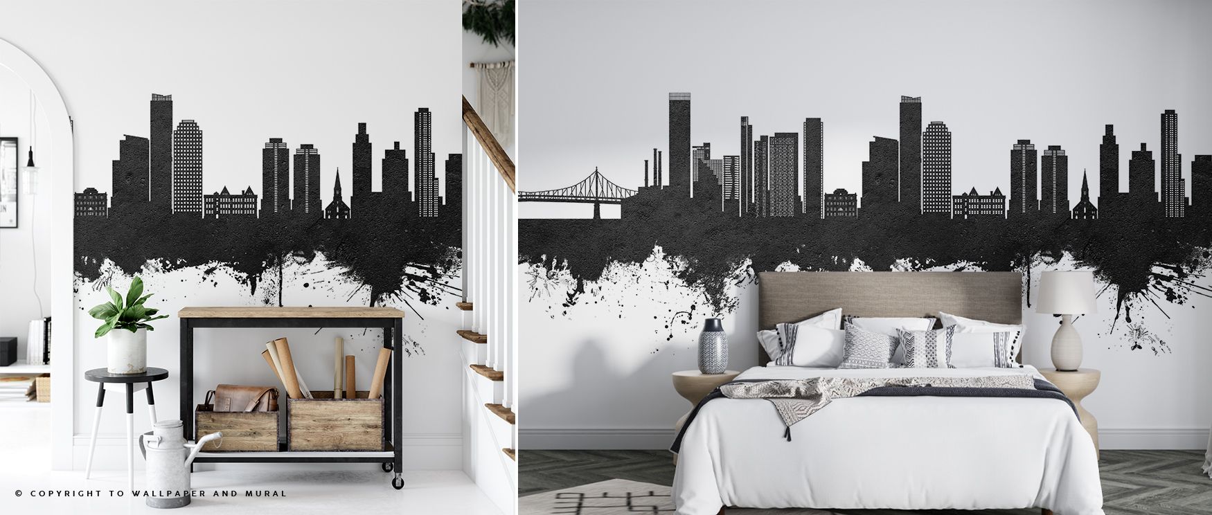 Queens New York Skyline Black & White Wallpaper radiates refinement as silhouettes rise in monochrome rhythm. The imagery enriches interiors with composure, filling bedrooms or lounges with sophistication. Walls glow with artistry, offering poetic retreat
