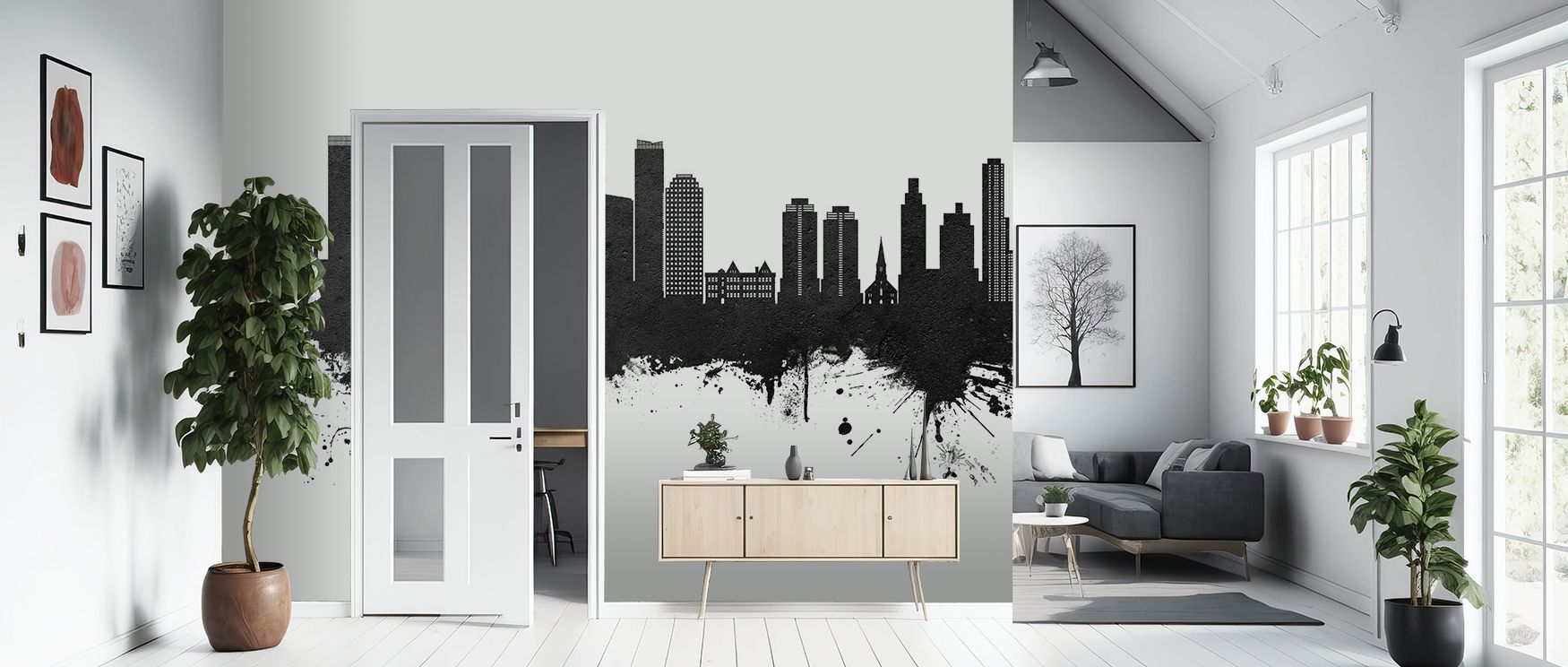 Across Queens New York Skyline Black & White Wallpaper, architecture glows in monochrome clarity, enriching interiors with sophistication. Bedrooms or lounges transform into sanctuaries of composure, filled with cultural presence. Walls glow with artistry