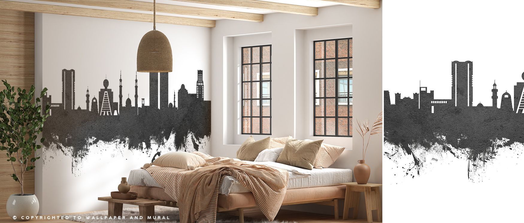 Ras Al Khaimah Skyline Black & White Wallpaper thrives on cultural presence where silhouettes repeat in monochrome rhythm. The imagery enhances interiors with composure, filling bedrooms or dining rooms with atmosphere of refinement. Walls glow with artis