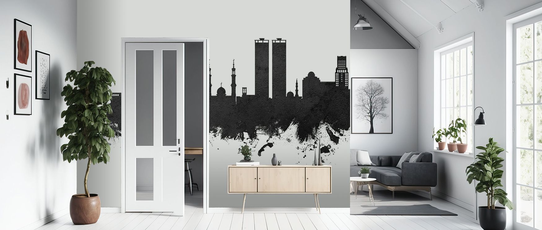 Across Ras Al Khaimah Skyline Black & White Wallpaper, architecture glows in monochrome depth, enriching interiors with composure. Bedrooms or lounges glow with sophistication, their walls enriched by metropolitan pride. Surfaces glow with artistry, shapi