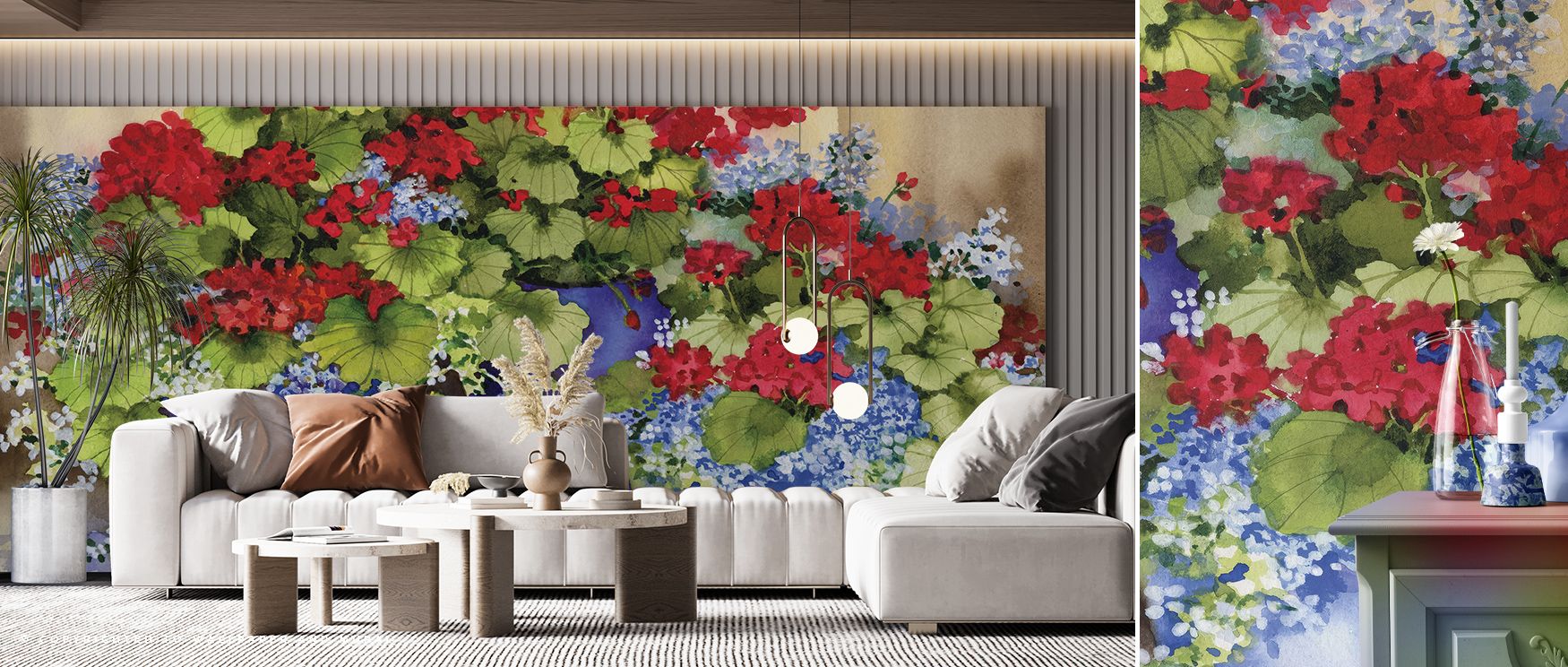 Red Geraniums Wallpaper reflects floral presence through blossoms aligned in radiant rhythm. Interiors glow with artistry, filling bedrooms or living rooms with charm. Walls glow with composure, shaping retreats enriched by vibrancy, refinement, and elega