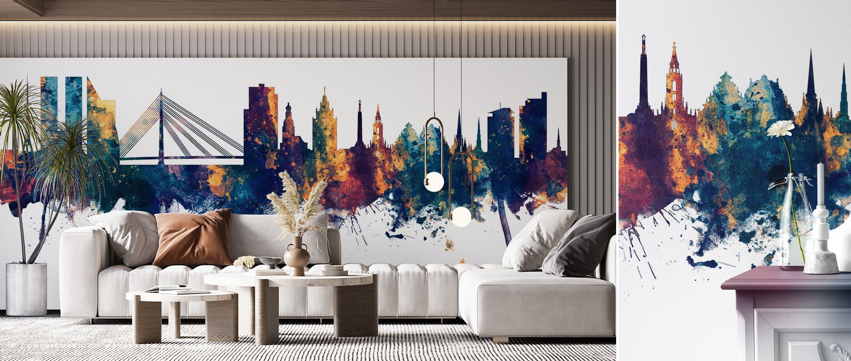 Riga Latvia Skyline Blue & Bronze Wallpaper reflects cultural presence through luminous silhouettes rendered in tonal depth. Interiors glow with refinement, enriching bedrooms or living rooms with composure. Walls glow with artistry, shaping poetic retrea