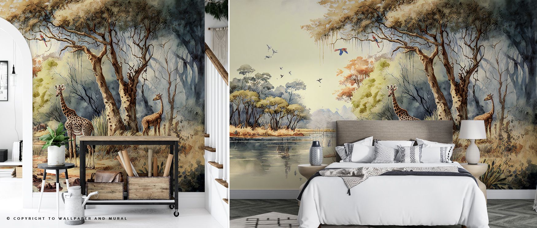 River Scene of Kenya Wallpaper radiates serenity as horizons stretch across imagery of flowing rivers. Its design enriches interiors with reflective charm, filling bedrooms or lounges with atmosphere of peace. Walls glow with artistry, shaping poetic retr